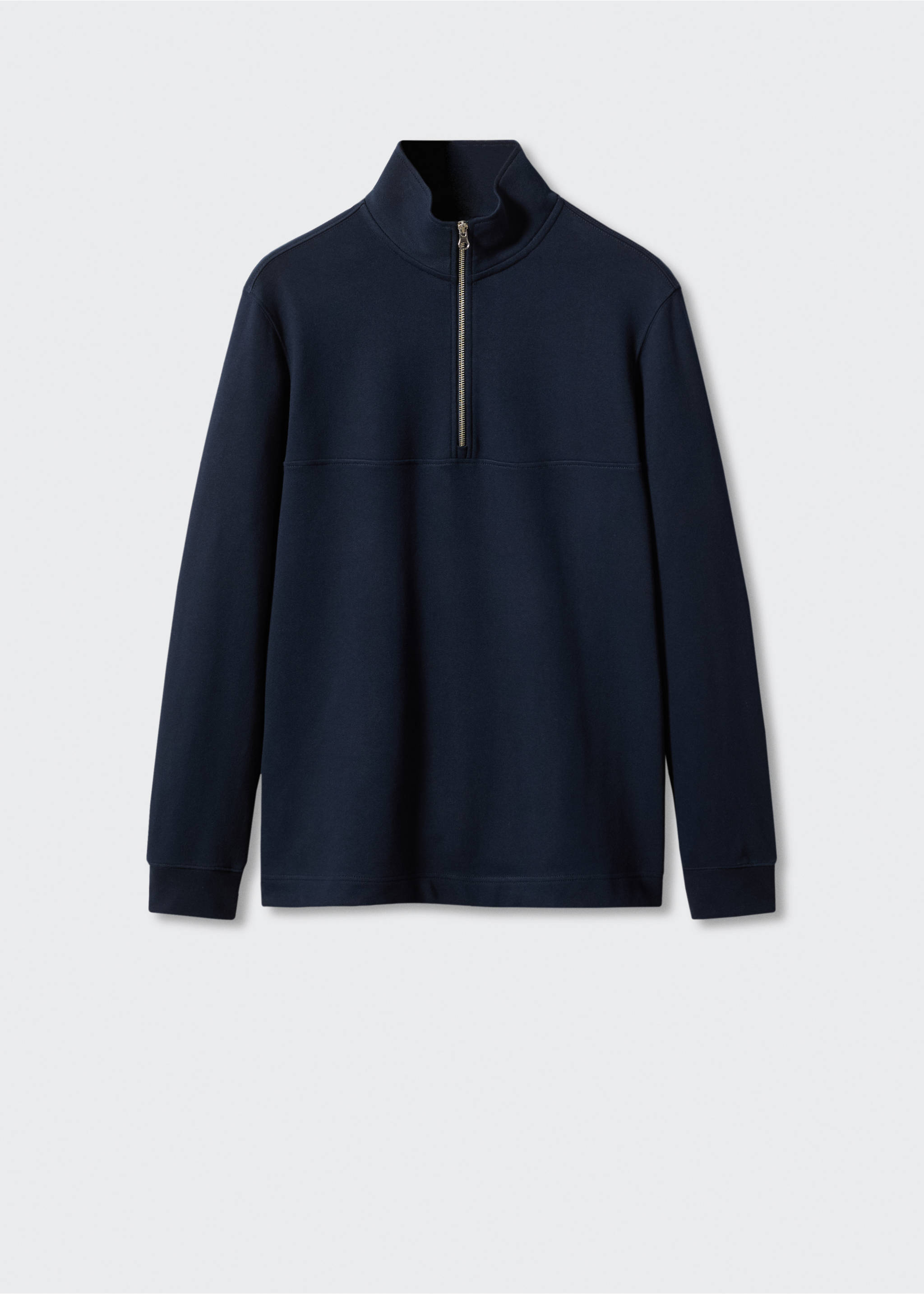 Хлопковый свитшот с воротником на молнии - Изделие без модели, Глубокий темно-синий. Ref: 57094402-00.