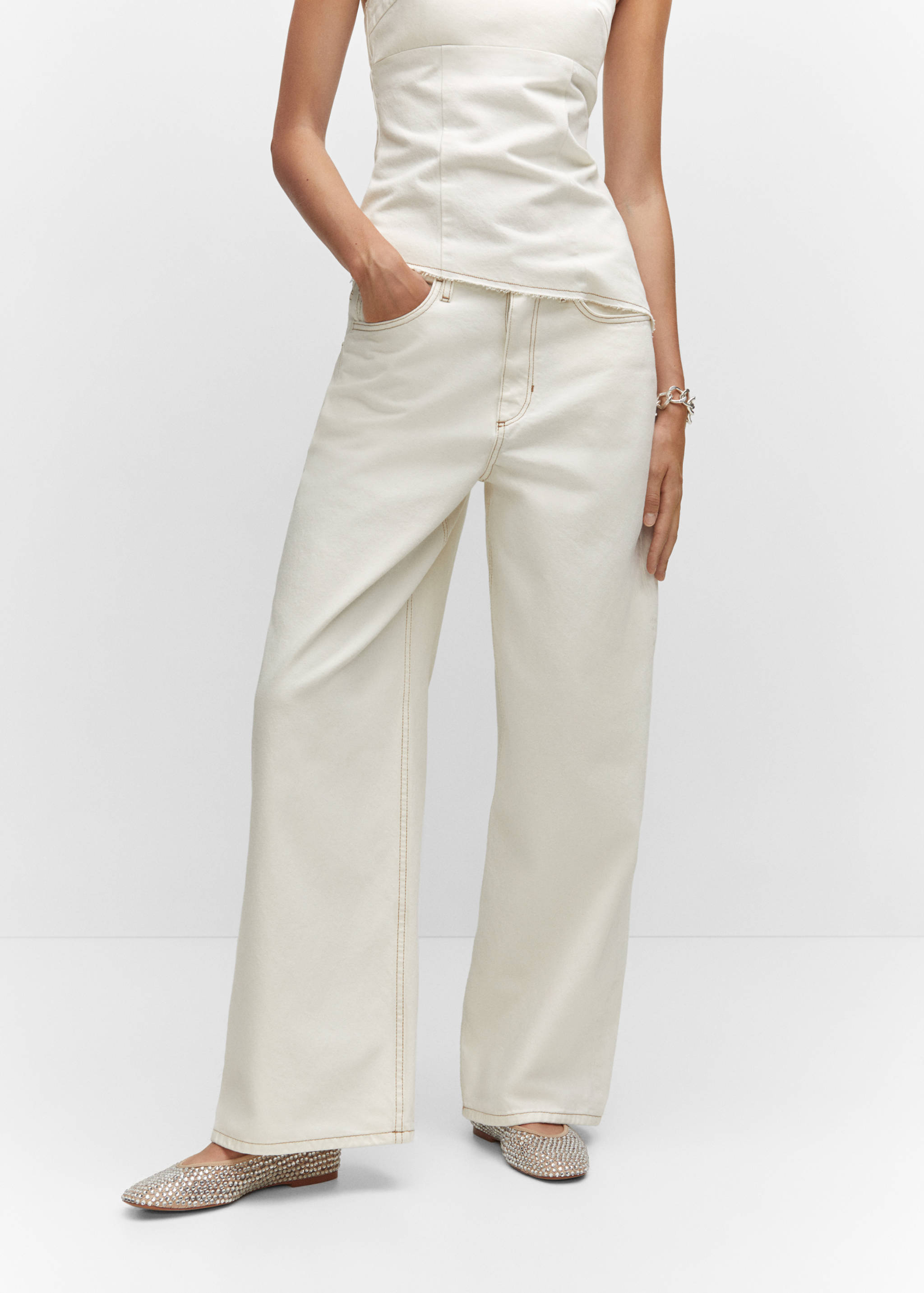 Wide leg mid-rise jeans - Medium plane