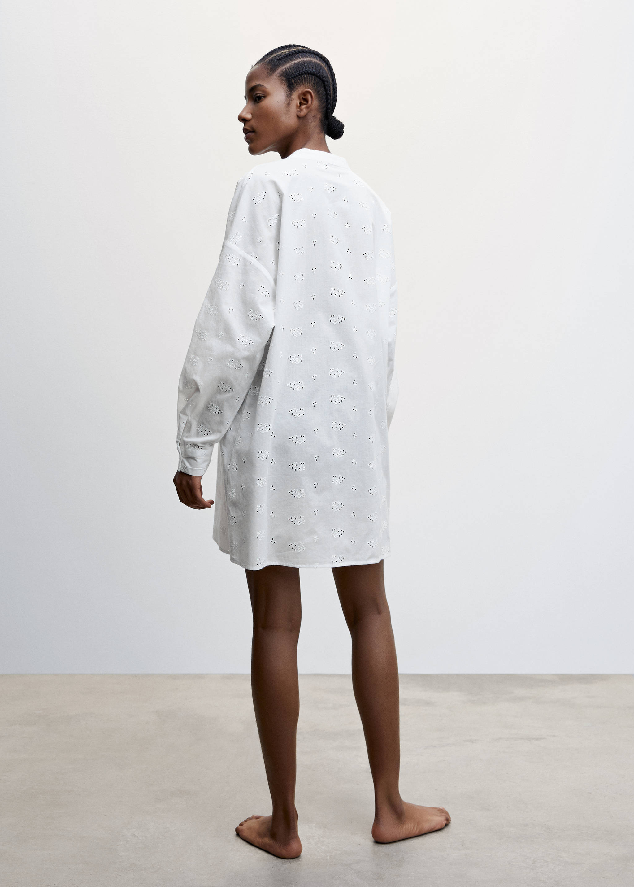 Cotton nightgown with openwork details - Reverse of the article