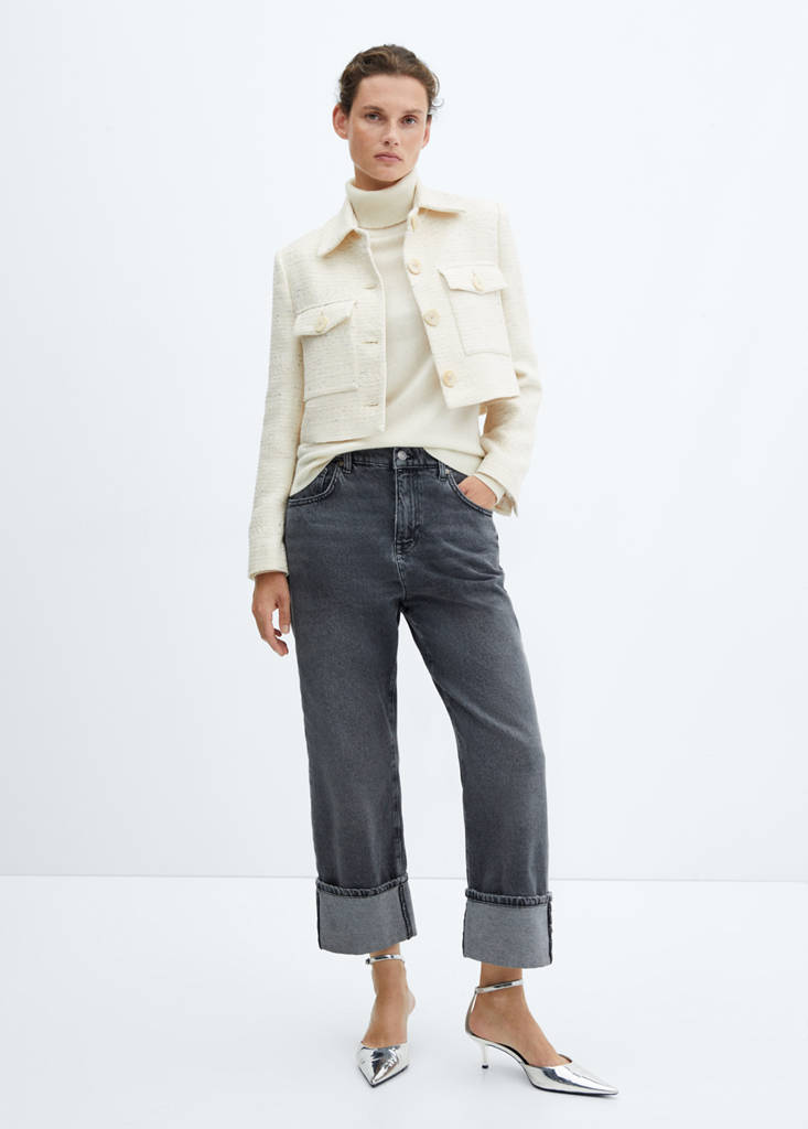Cropped tweed jacket with pockets
