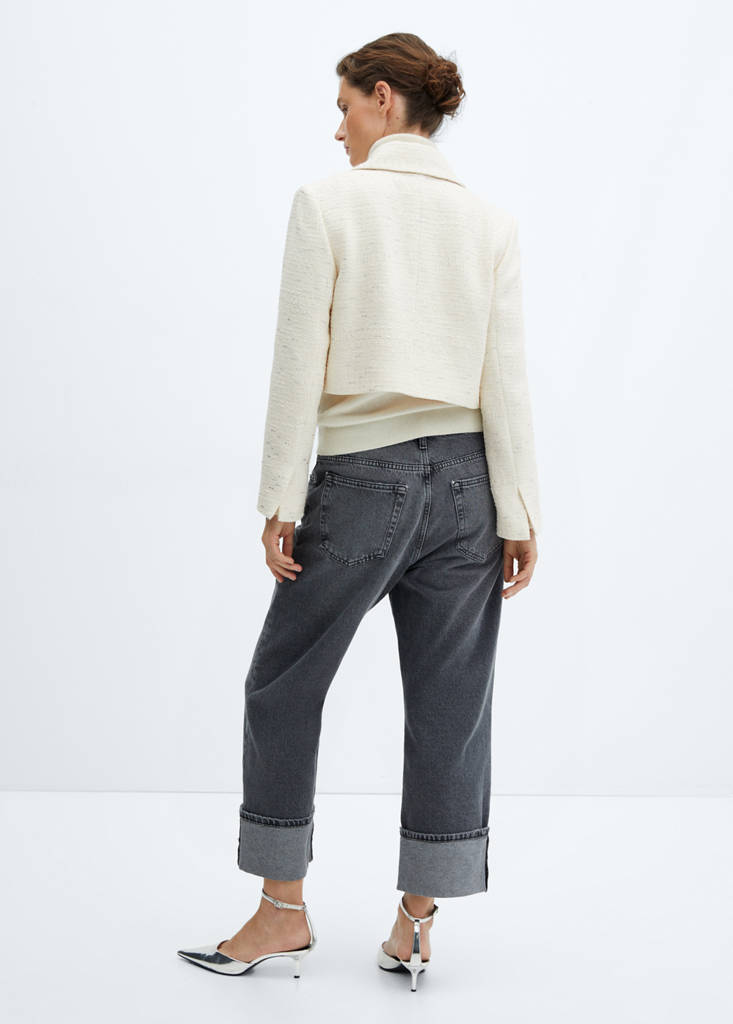 Cropped tweed jacket with pockets - thumbnail 3