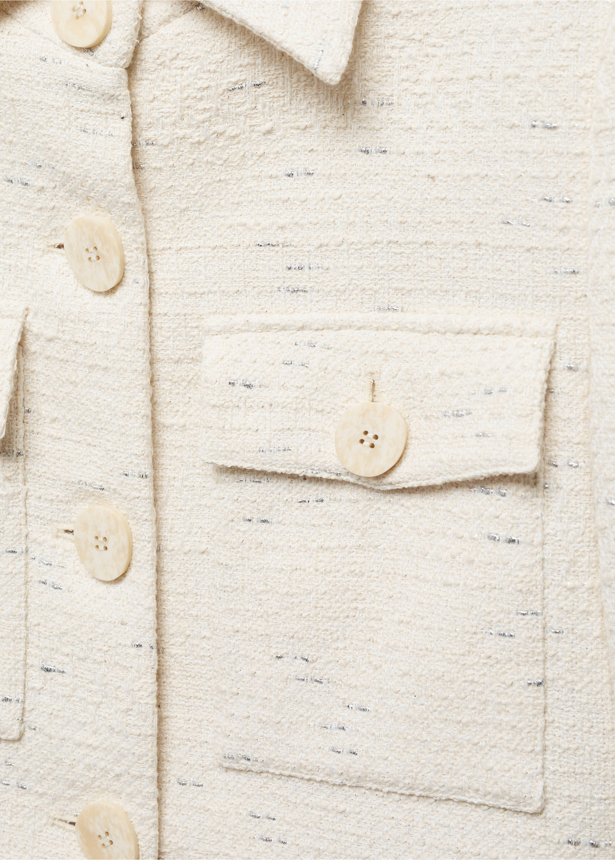 Chaqueta crop tweed bolsillos - Detalle del artículo 8, Crudo. Ref: 57094433-00.