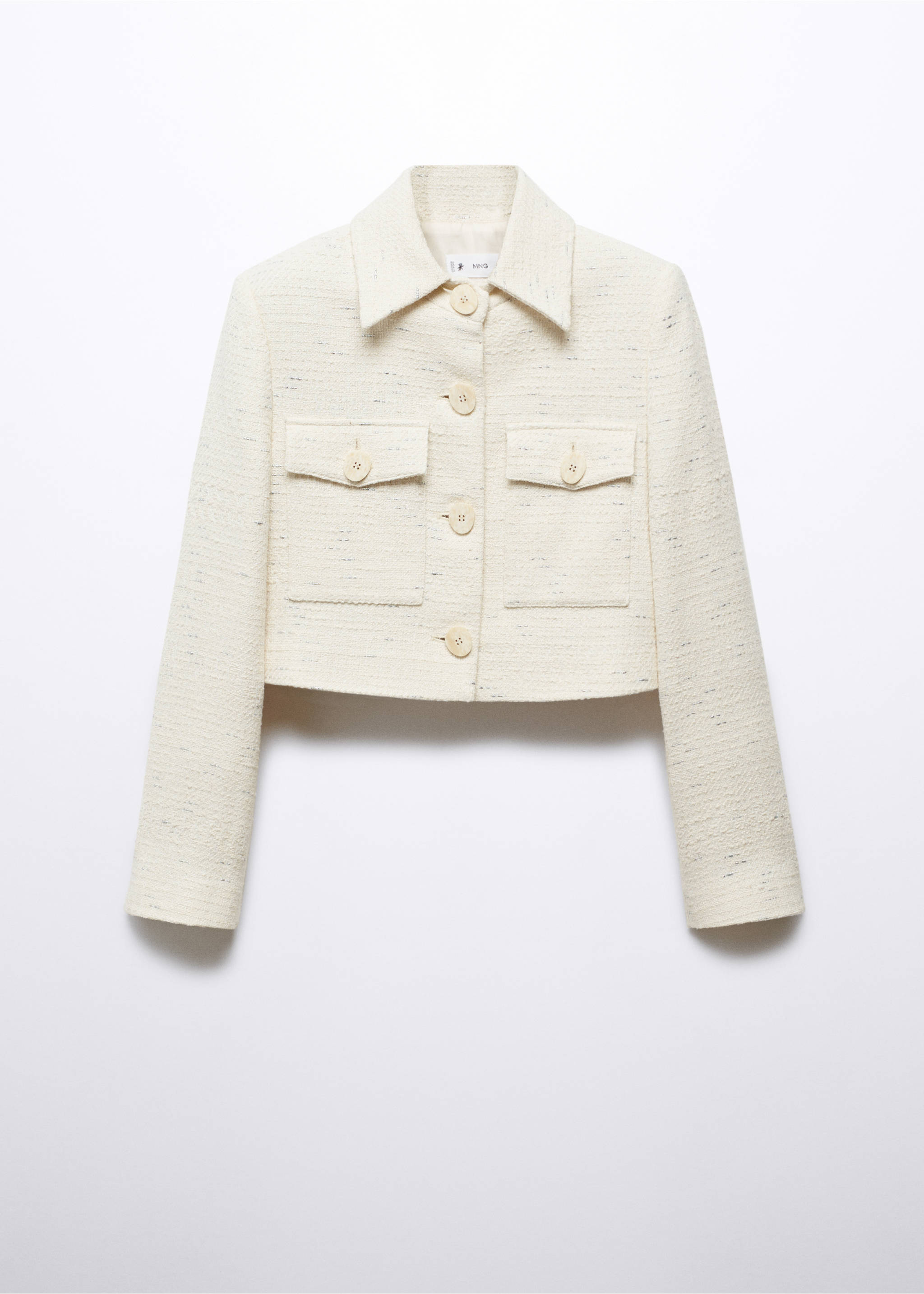Chaqueta crop tweed bolsillos - Artículo sin modelo, Crudo. Ref: 57094433-00.