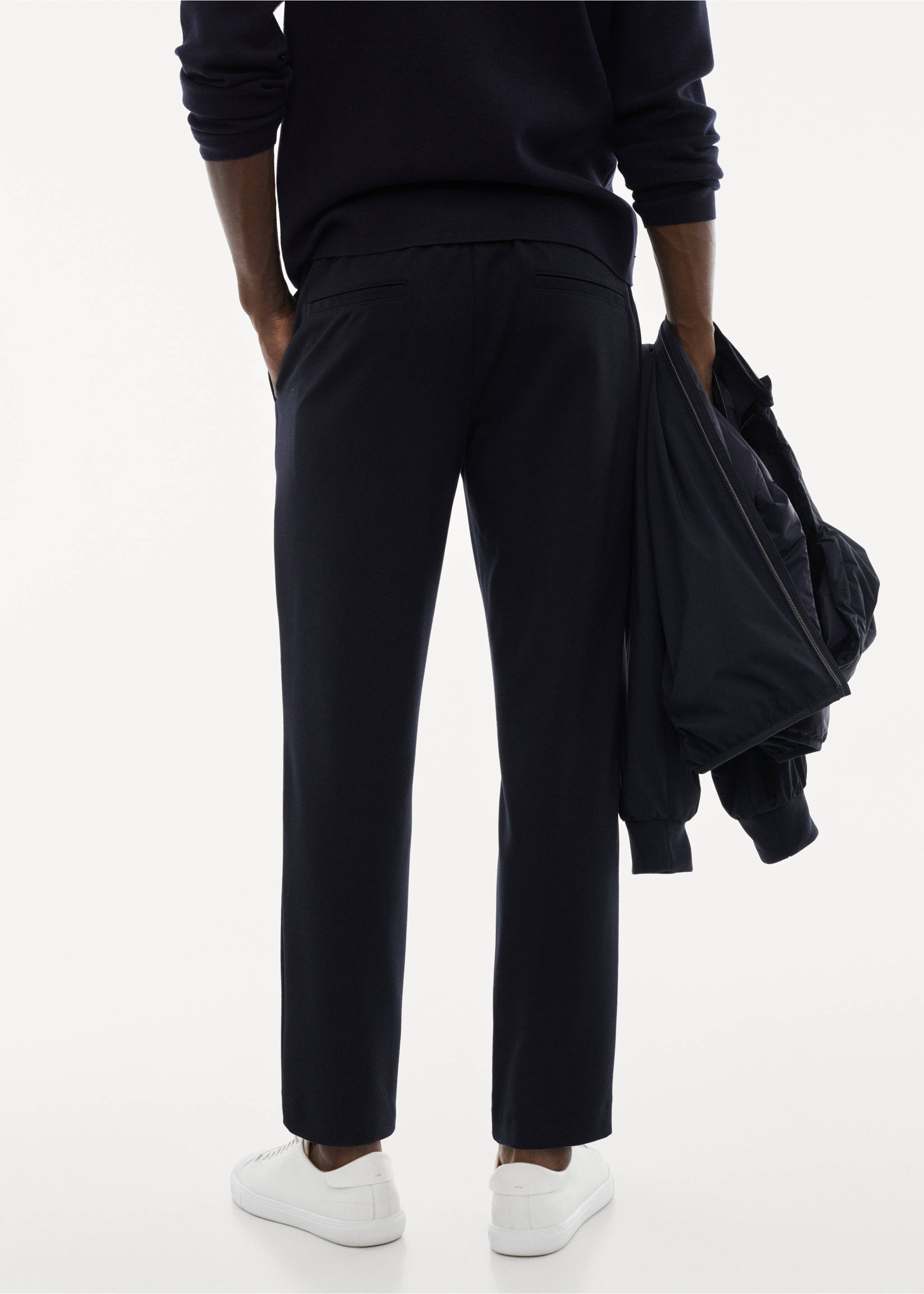 Pantalón slim fit antiarrugas - Reverso del artículo, Azul marino. Ref: 57094756-00.