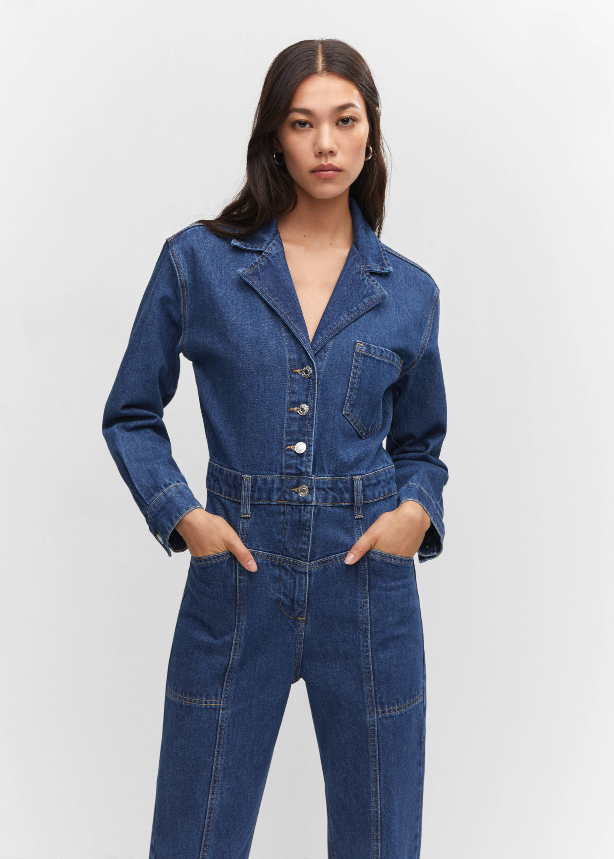 Denim jumpsuit with flaps - Medium plane