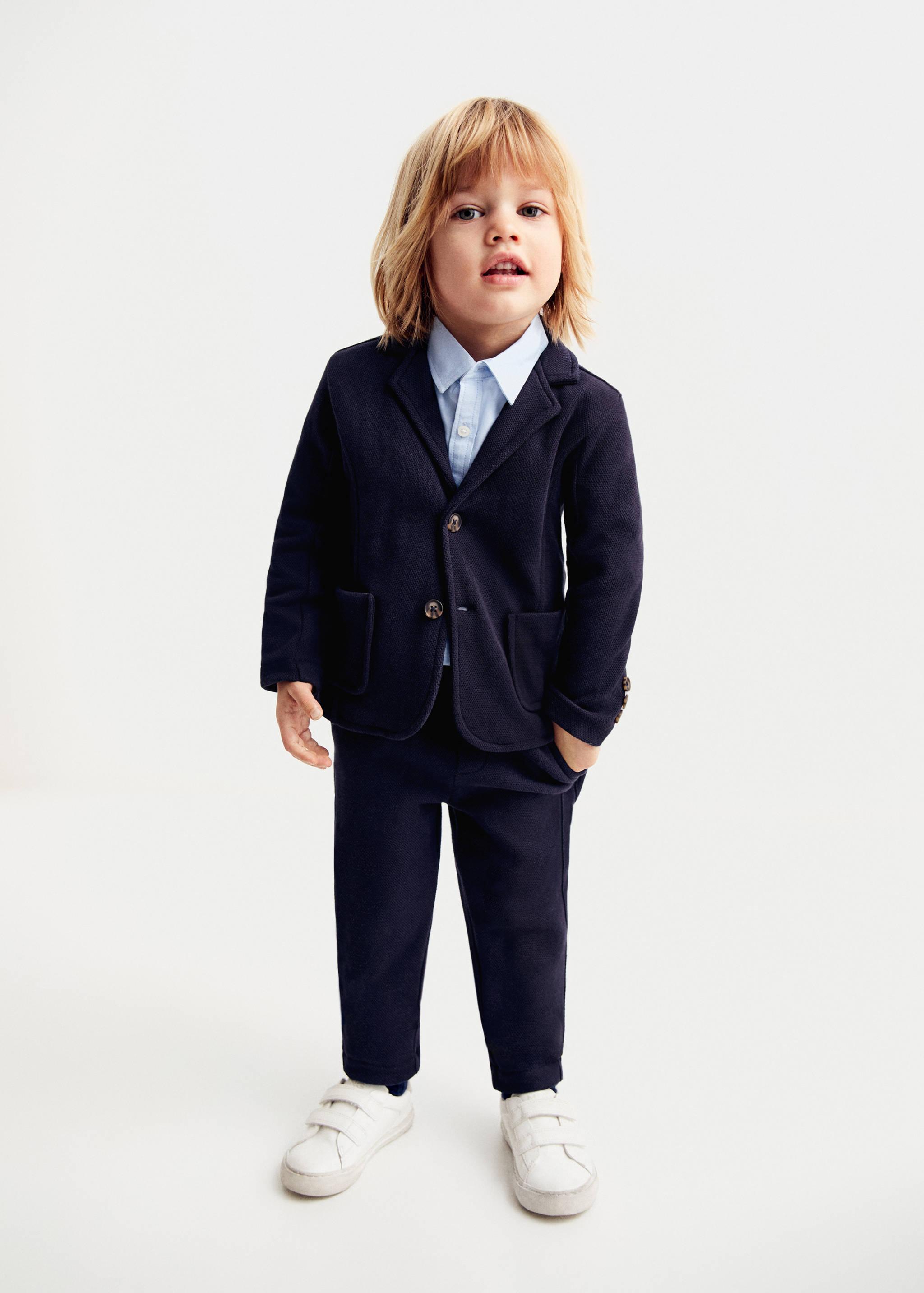 Pantalón traje slim fit textura - Plano general