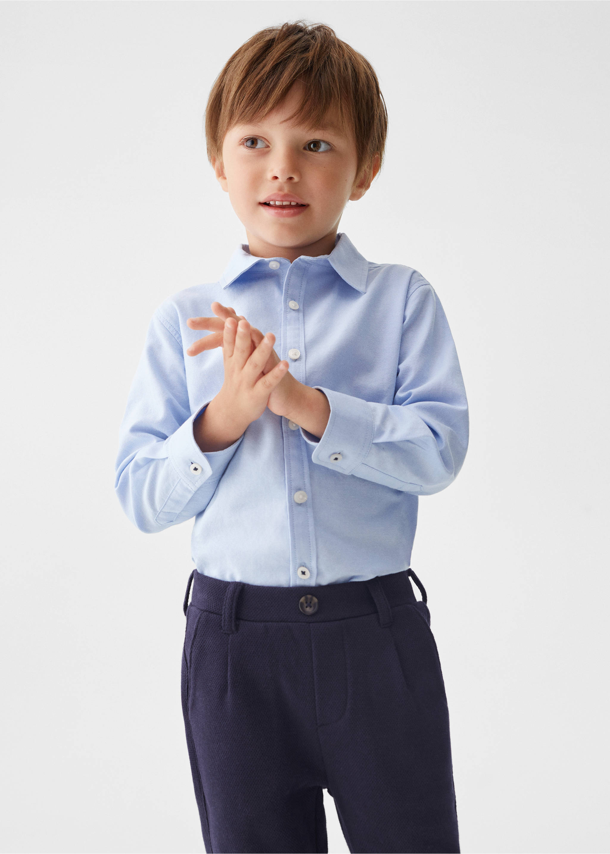 Pantalón traje slim fit textura - Plano medio, Azul marino oscuro. Ref: 57095139-00.