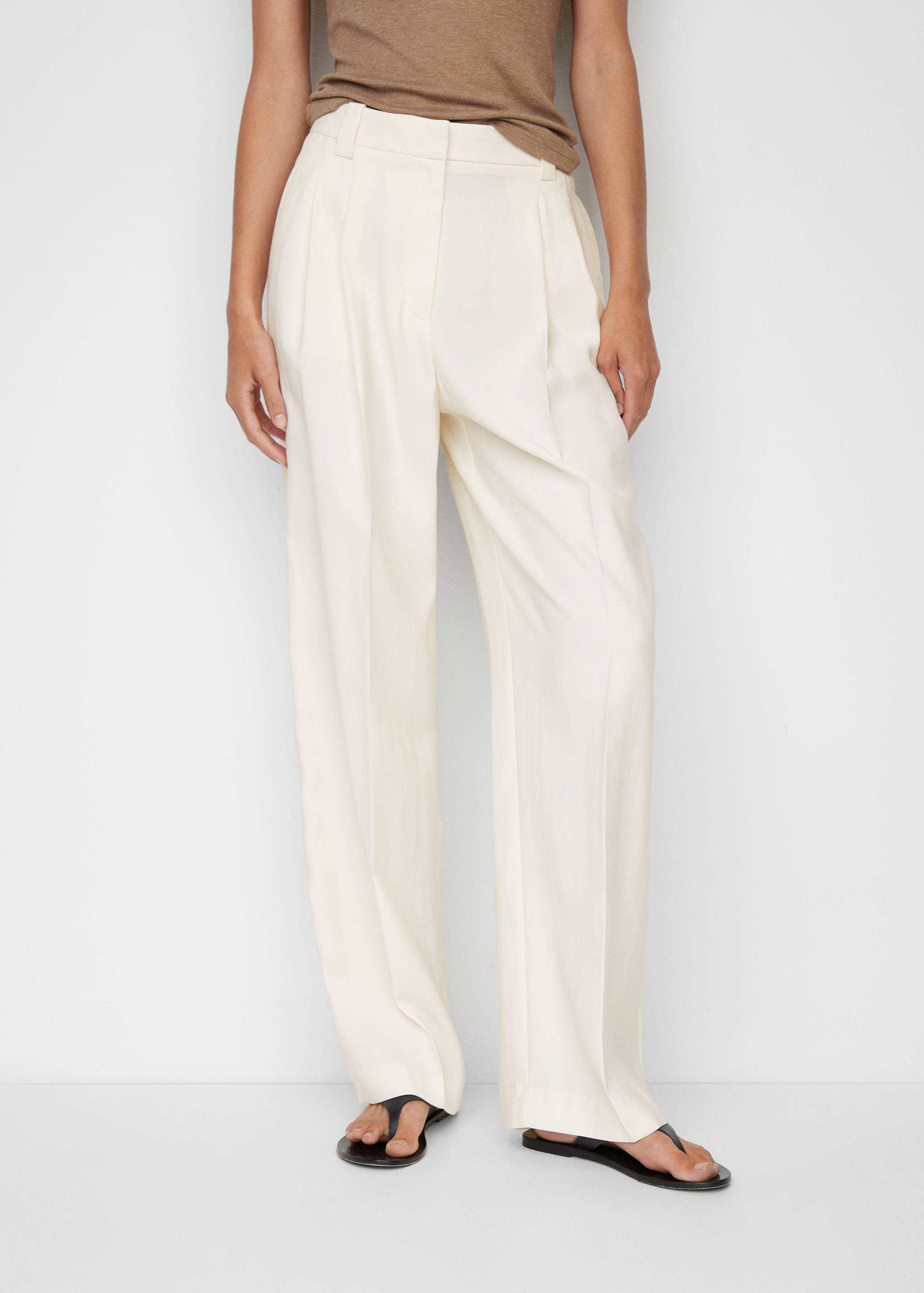 Wide leg pleated trousers - Medium plane