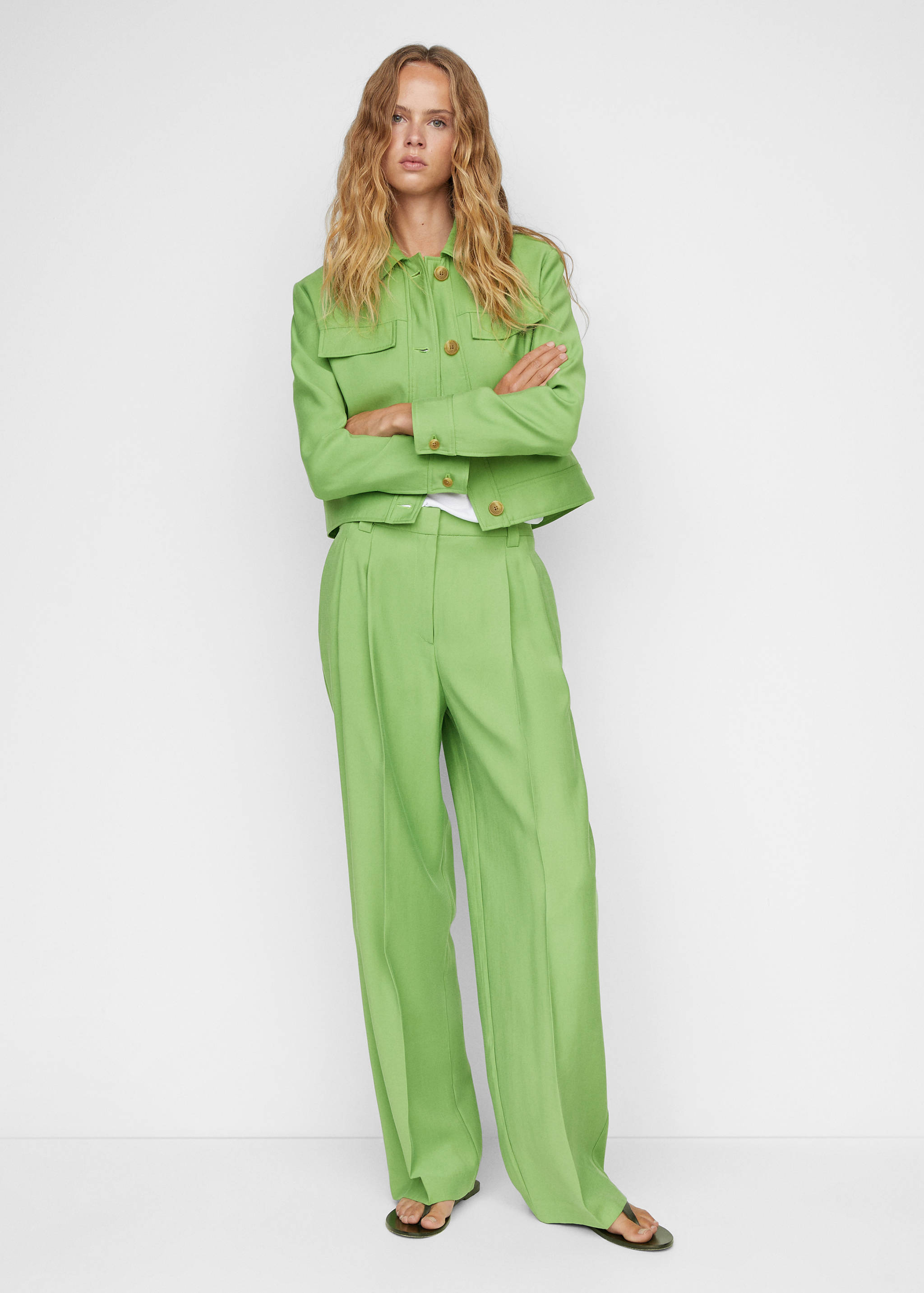 Wide leg pleated trousers - General plane
