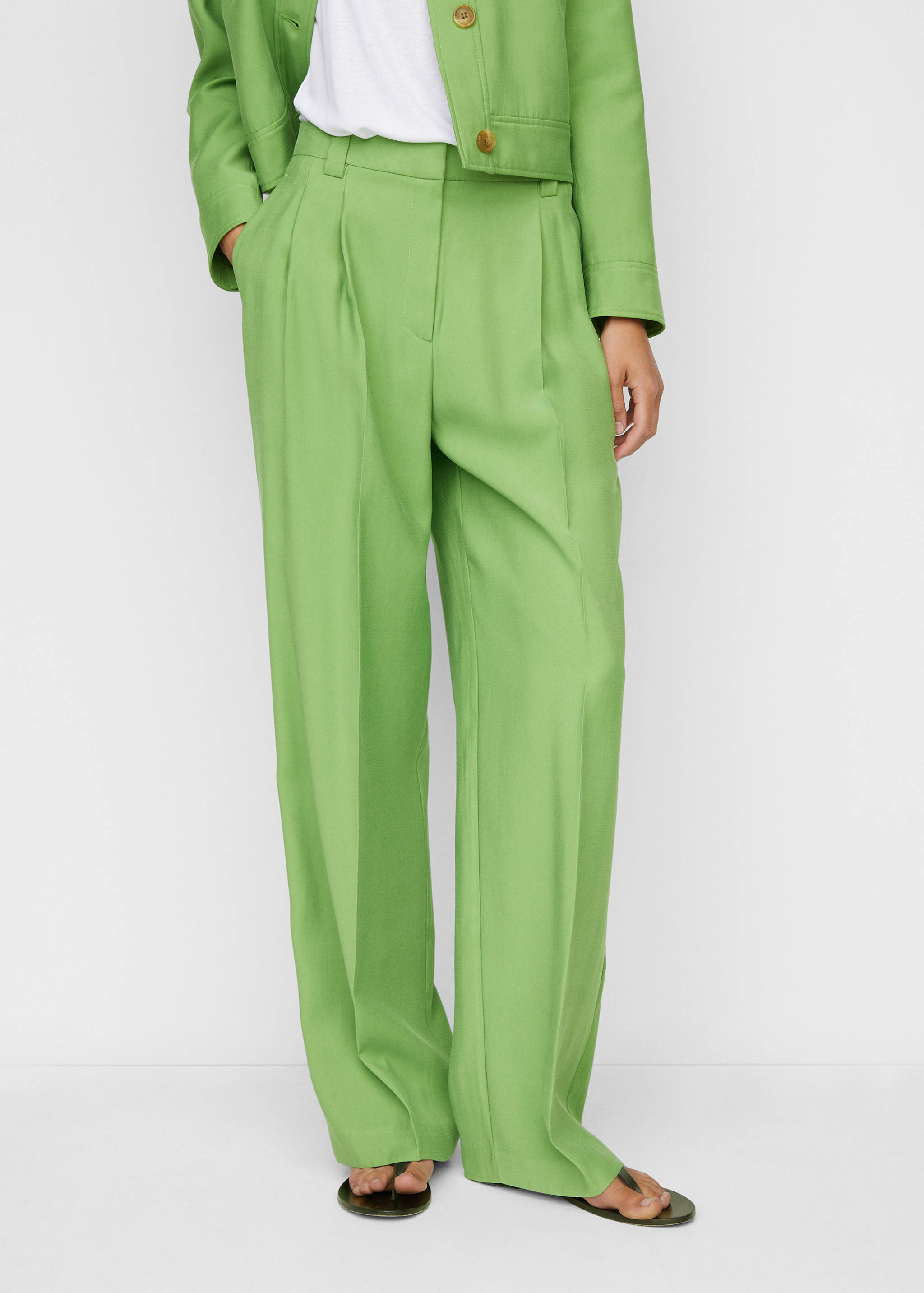 Wide leg pleated trousers - Medium plane