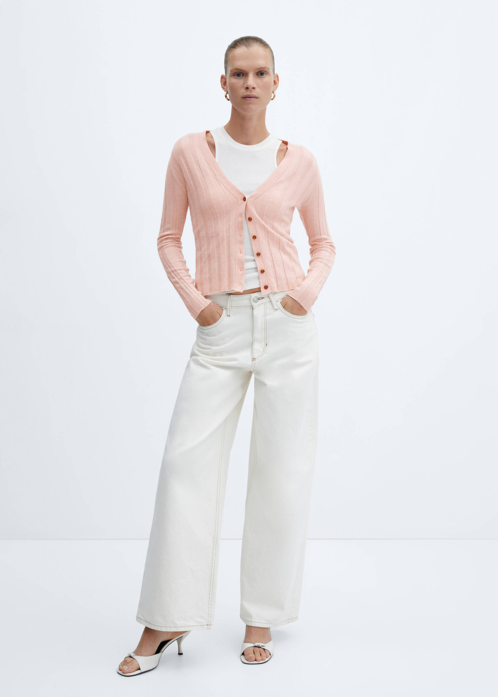 Cardigan côtelé boutons - Plan général