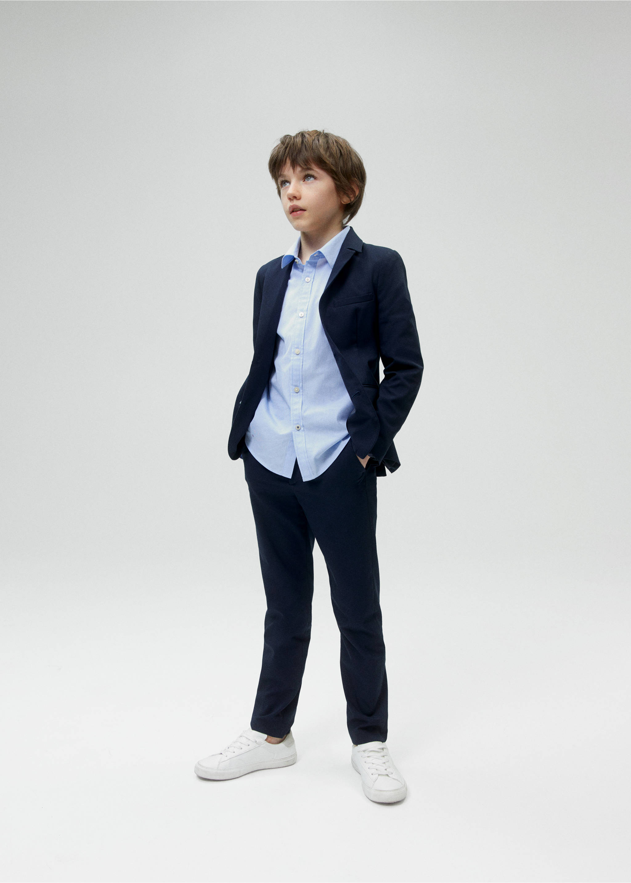 Slim-fit suit jacket - Details of the article 5, Navy. Ref: 57095806-00.