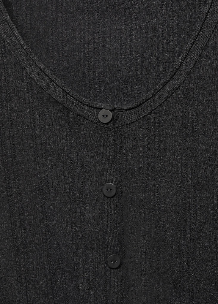 Knitted t-shirt with button — Charcoal