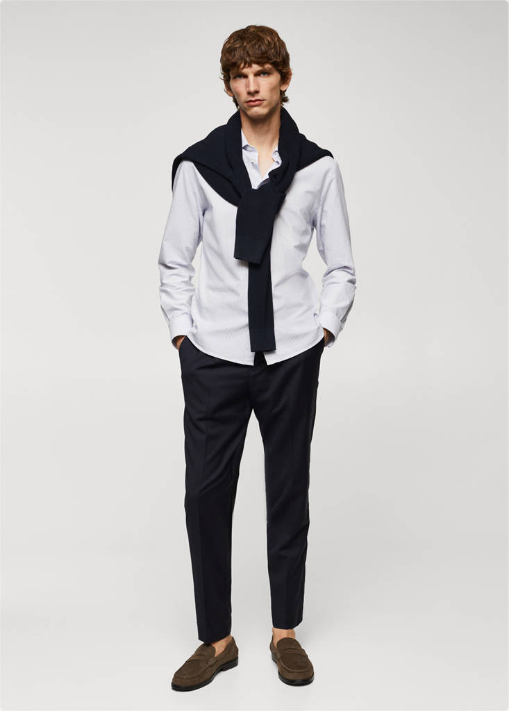 Virgin wool pleated trousers — Navy