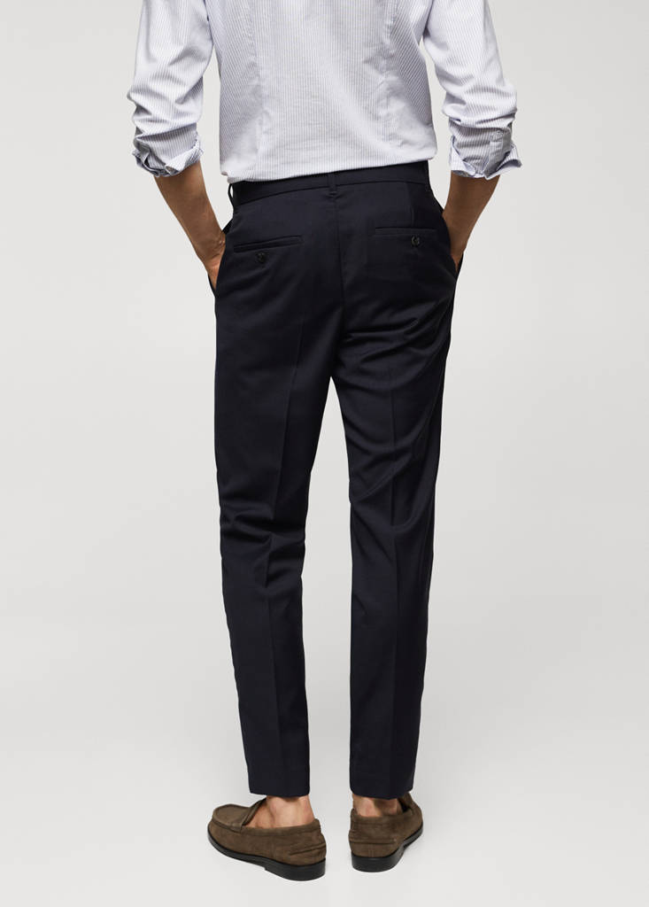 Virgin wool pleated trousers — Navy