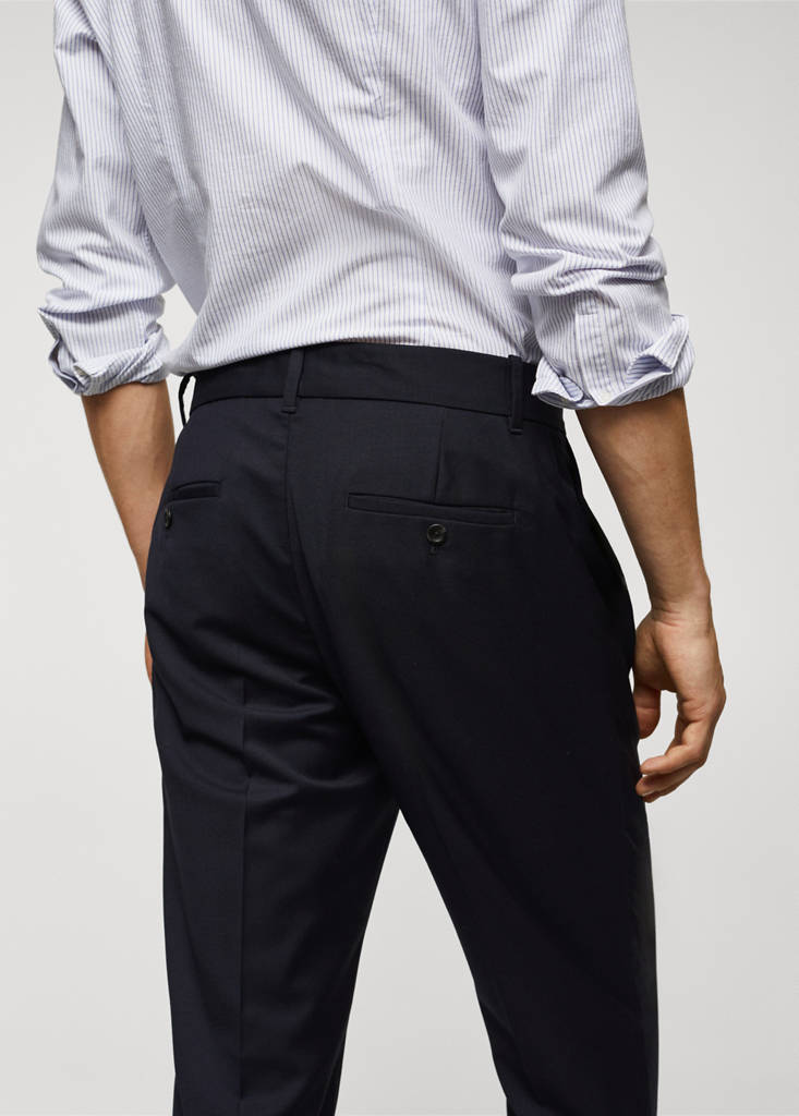 Virgin wool pleated trousers — Navy
