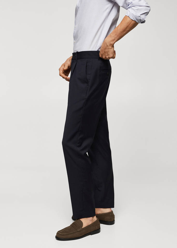 Virgin wool pleated trousers — Navy