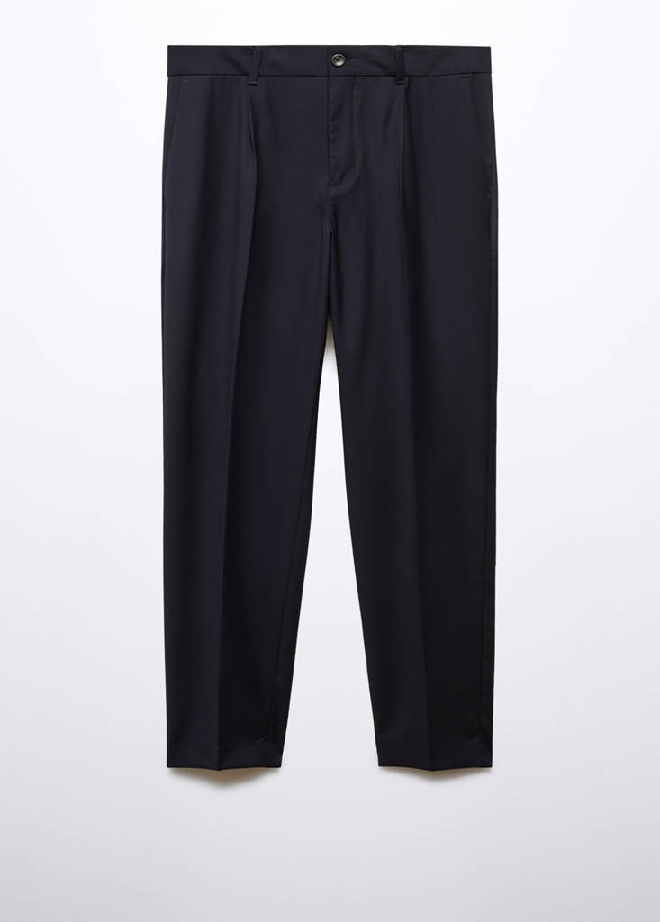 Virgin wool pleated trousers — Navy