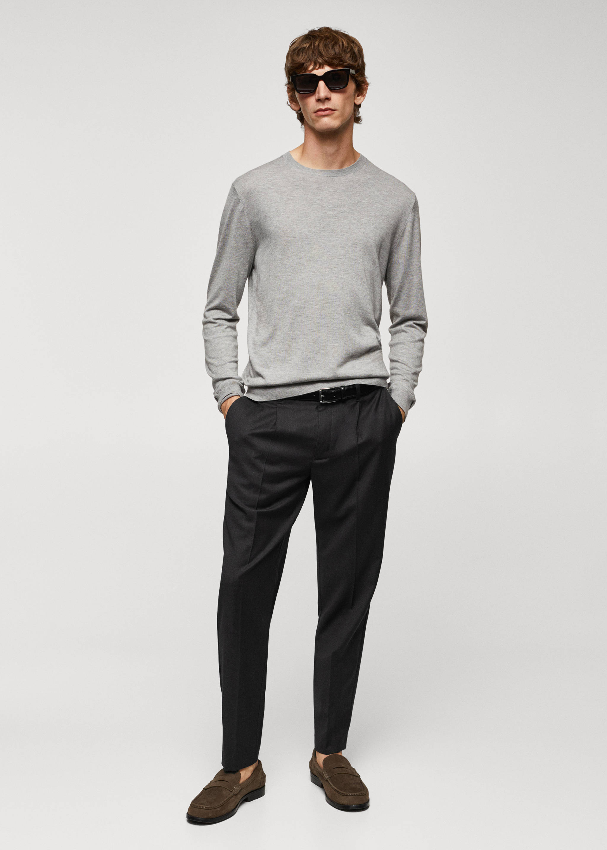 Virgin wool pleated pants - General plane