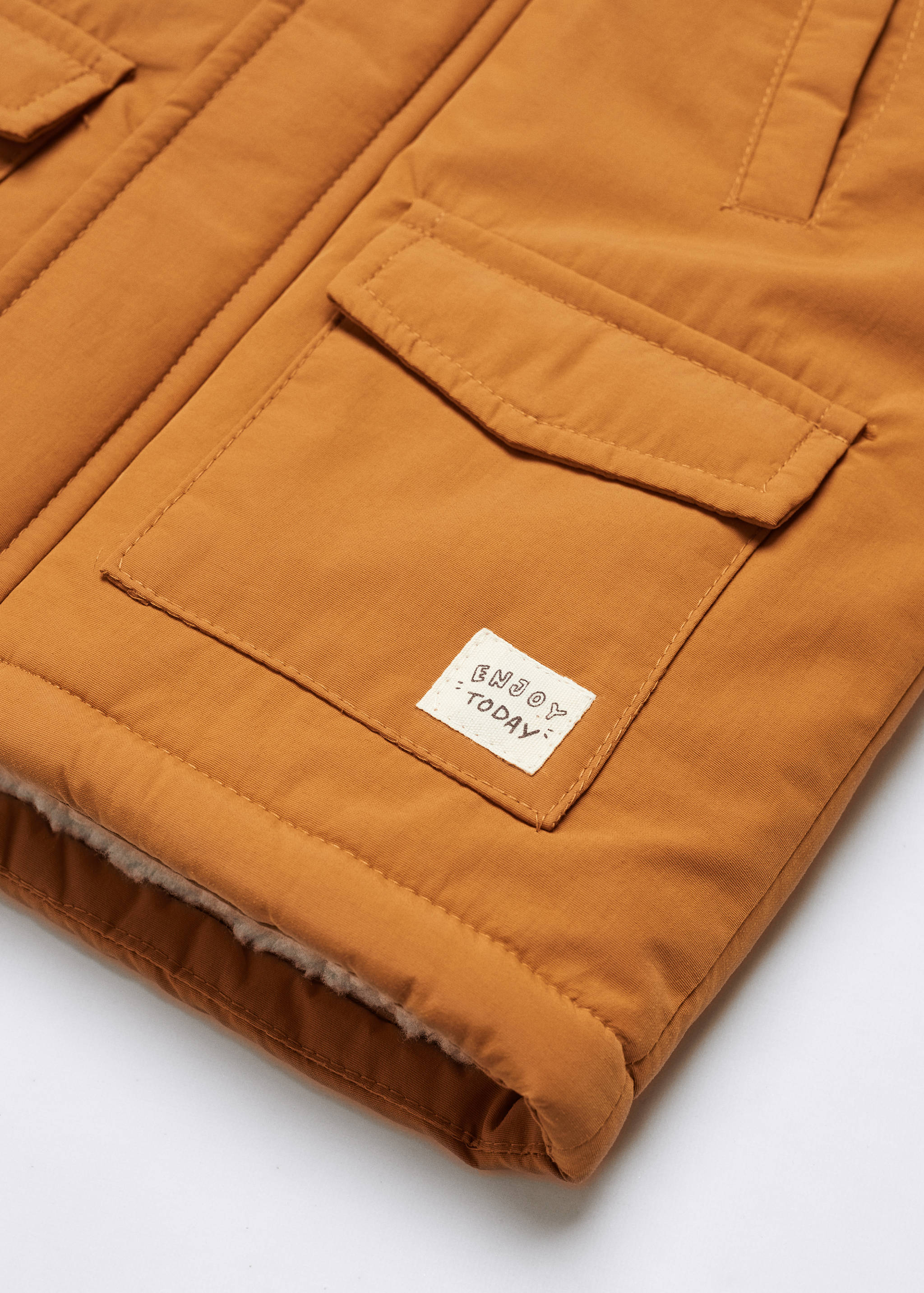 Puffer coat with fur-effect hood - Details of the article 0