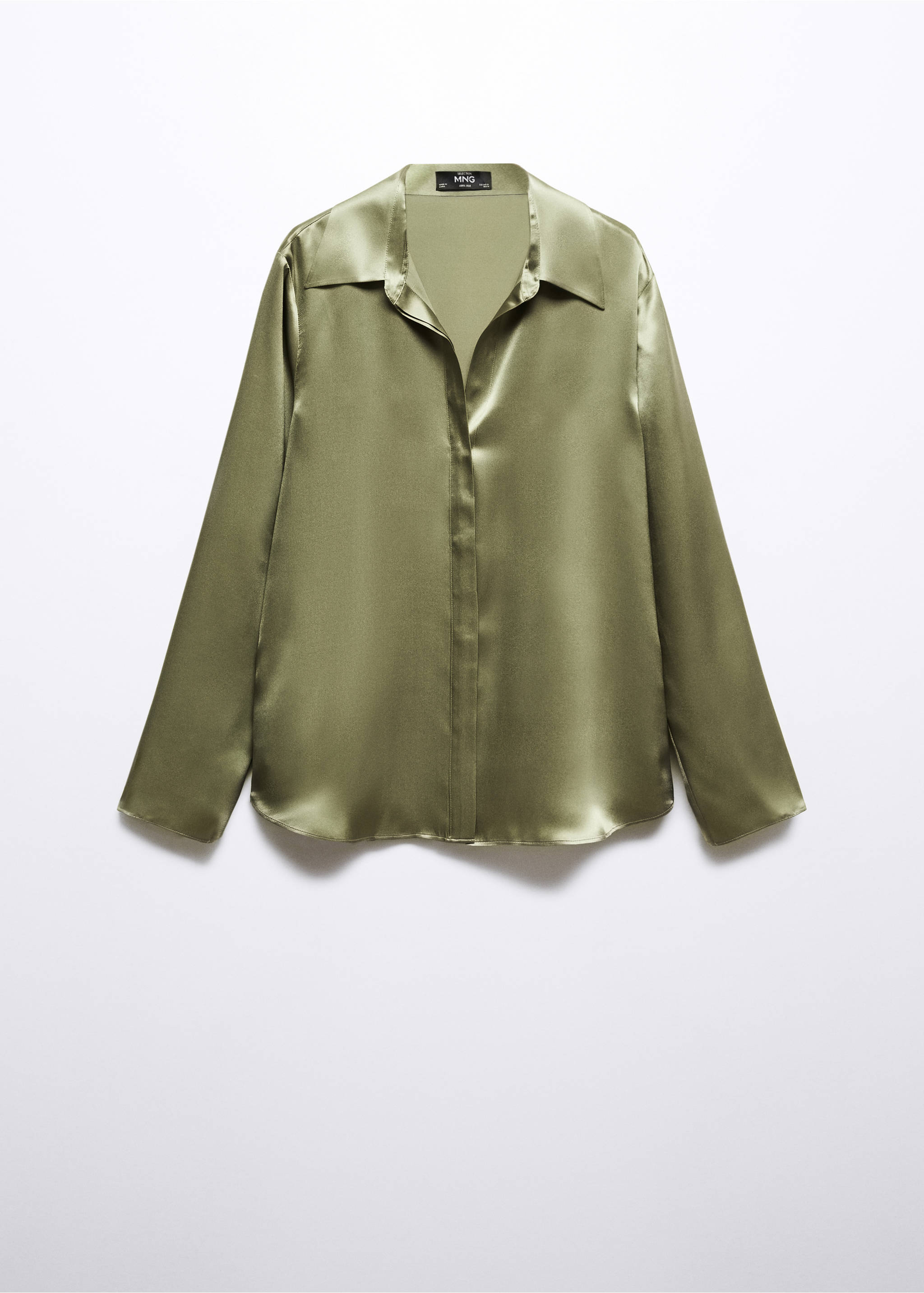 Camisa seda satinada - Artículo sin modelo, Verde. Ref: 57095985-00.