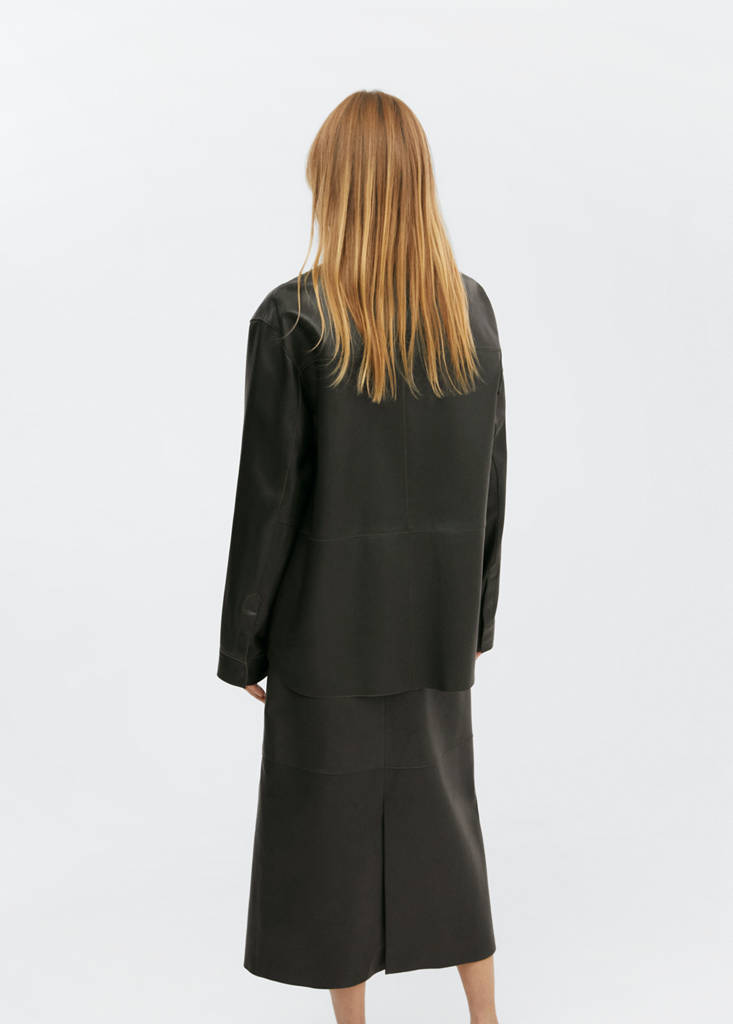 Leather midi skirt — Green