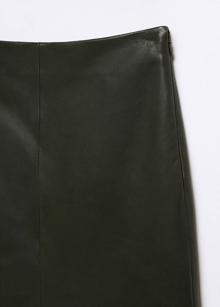 Leather midi skirt — Green