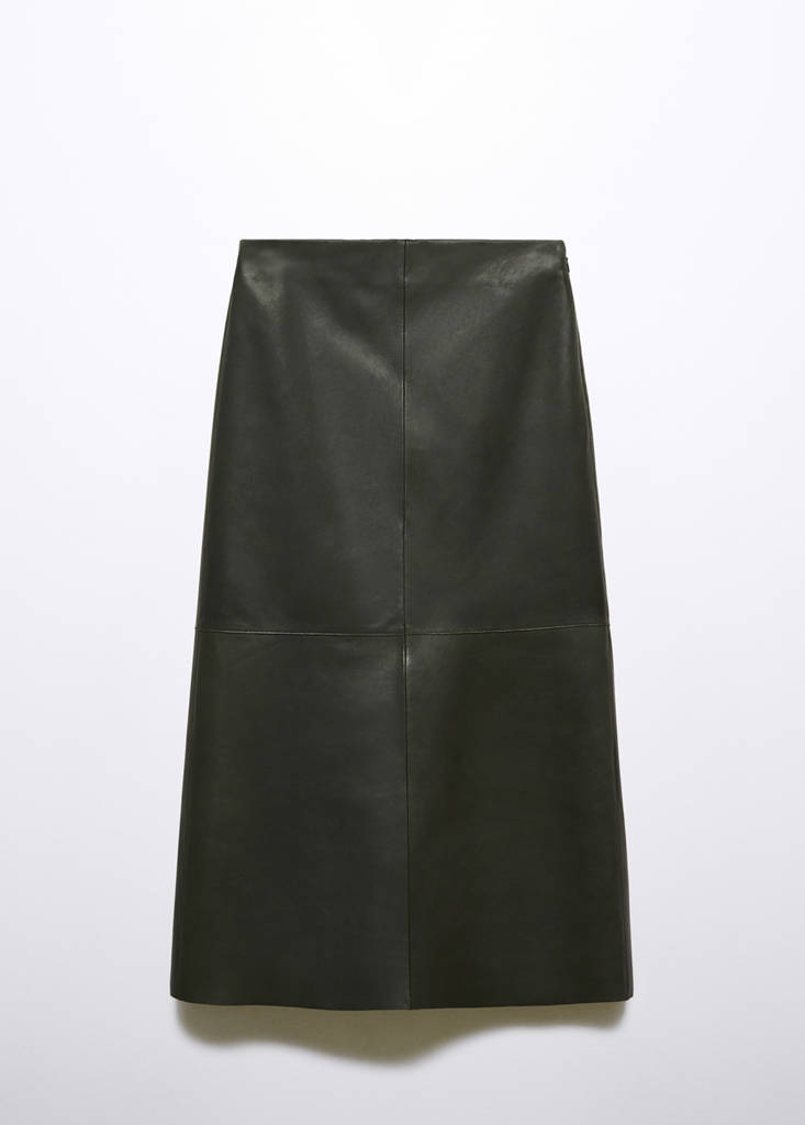 Leather midi skirt — Green