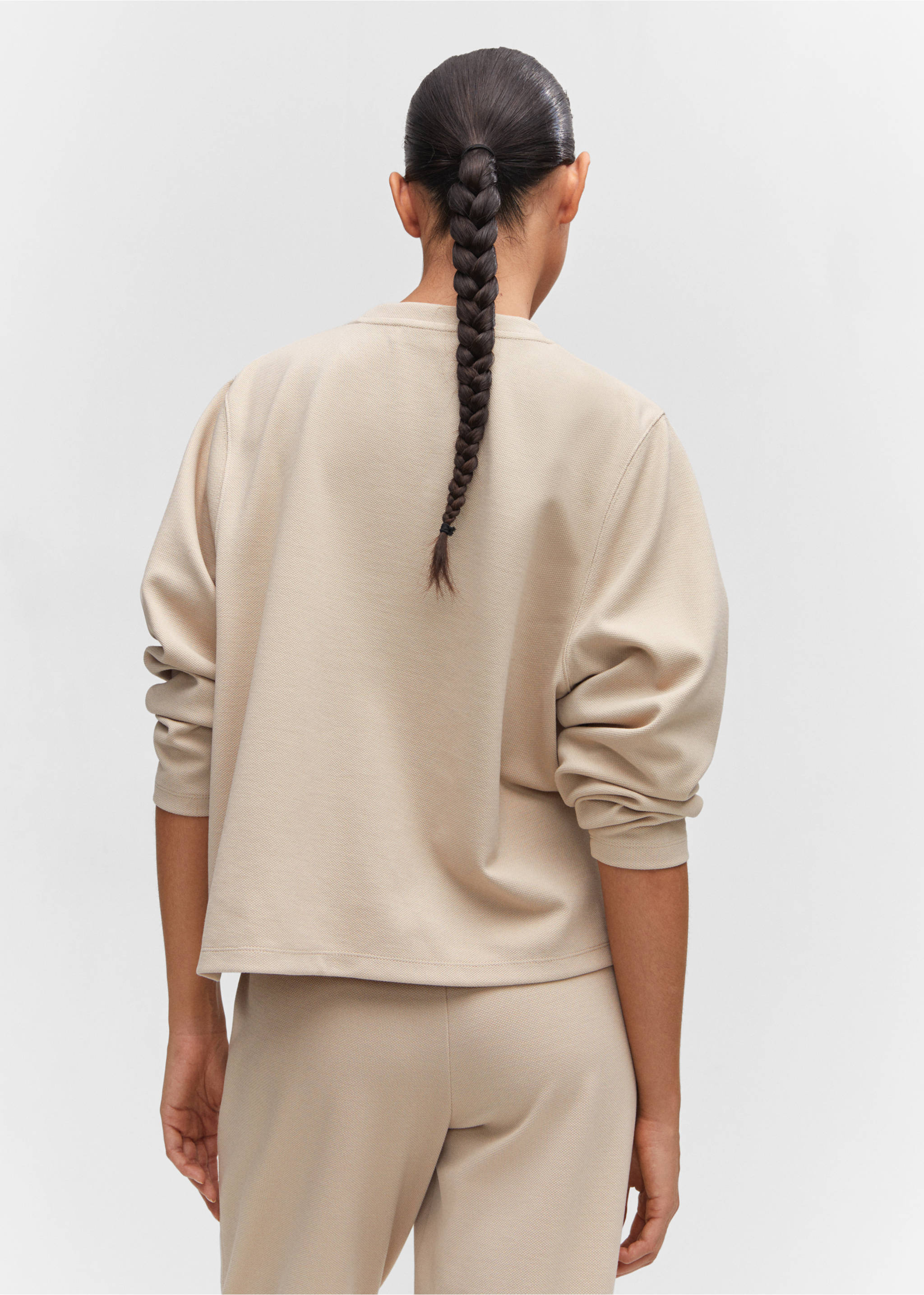Decorative stitching sweatshirt - Reverse of the article, Beige. Ref: 57096711-00.