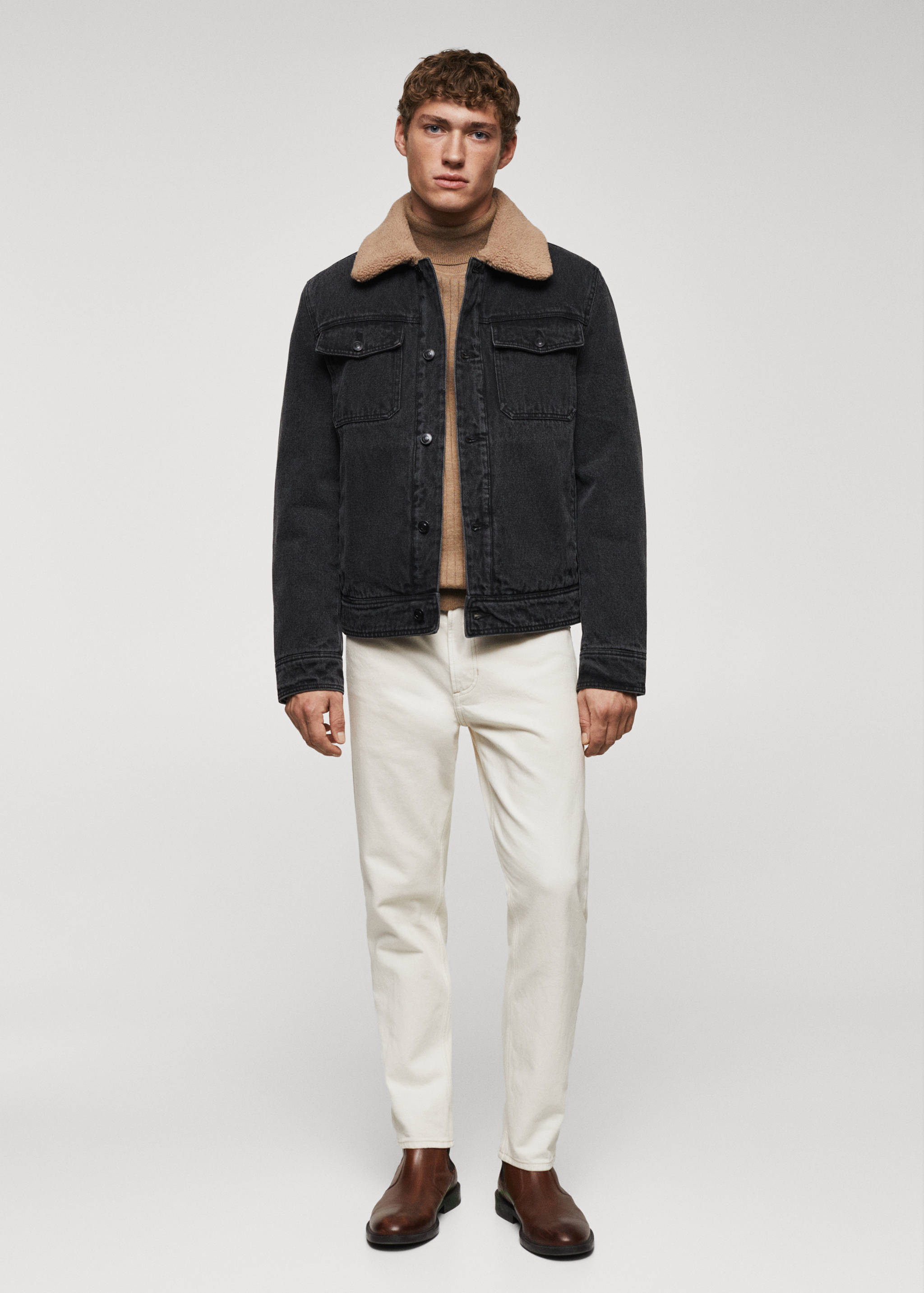 Shearling denim jacket - General plane