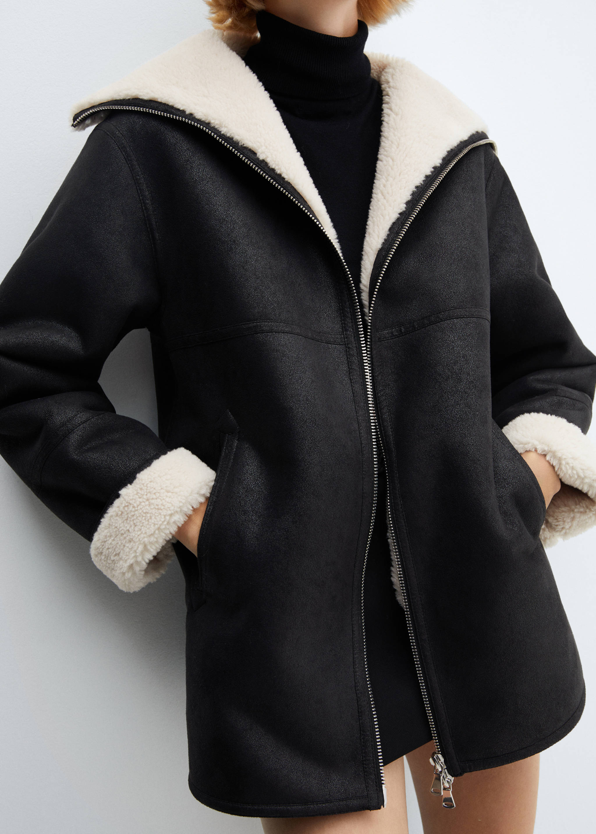 Shearling-lined coat with zip - Details of the article 6
