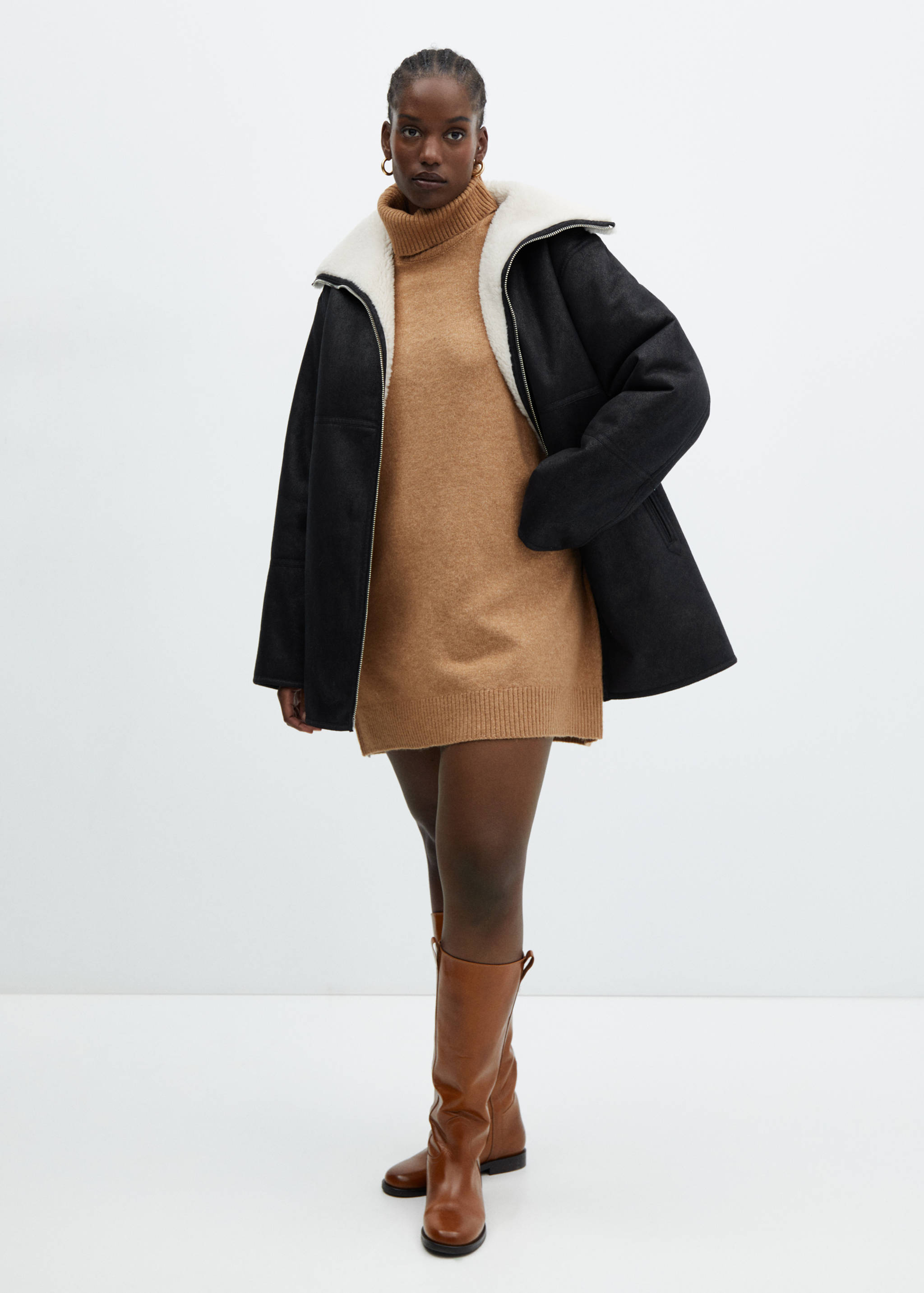 Shearling-lined coat with zip - Details of the article 3