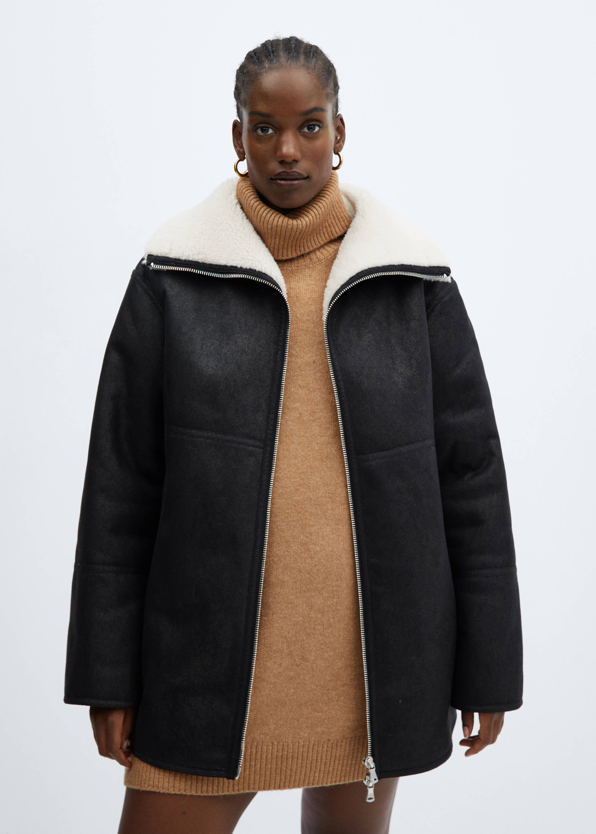 Shearling-lined coat with zip - Details of the article 5