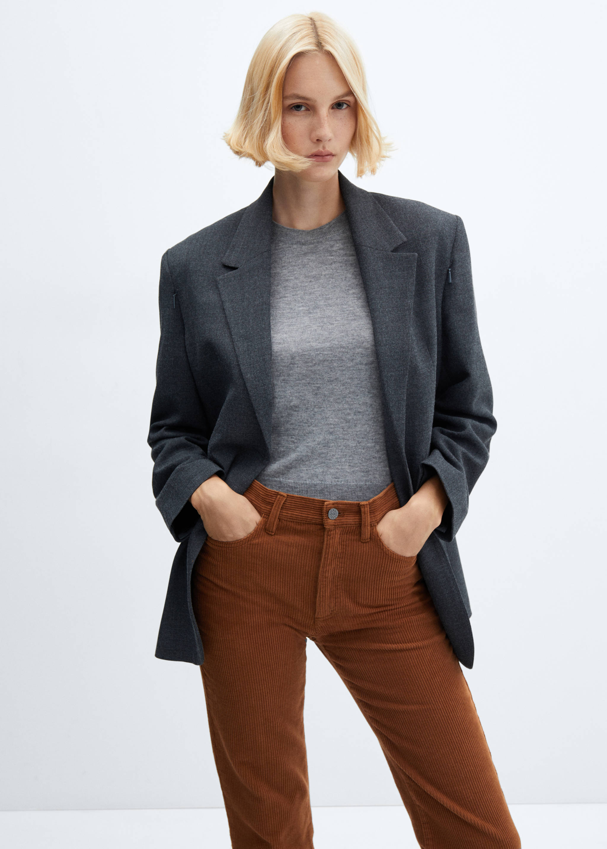 Pantalon droit taille normale velours côtelé - Détail de l'article 1