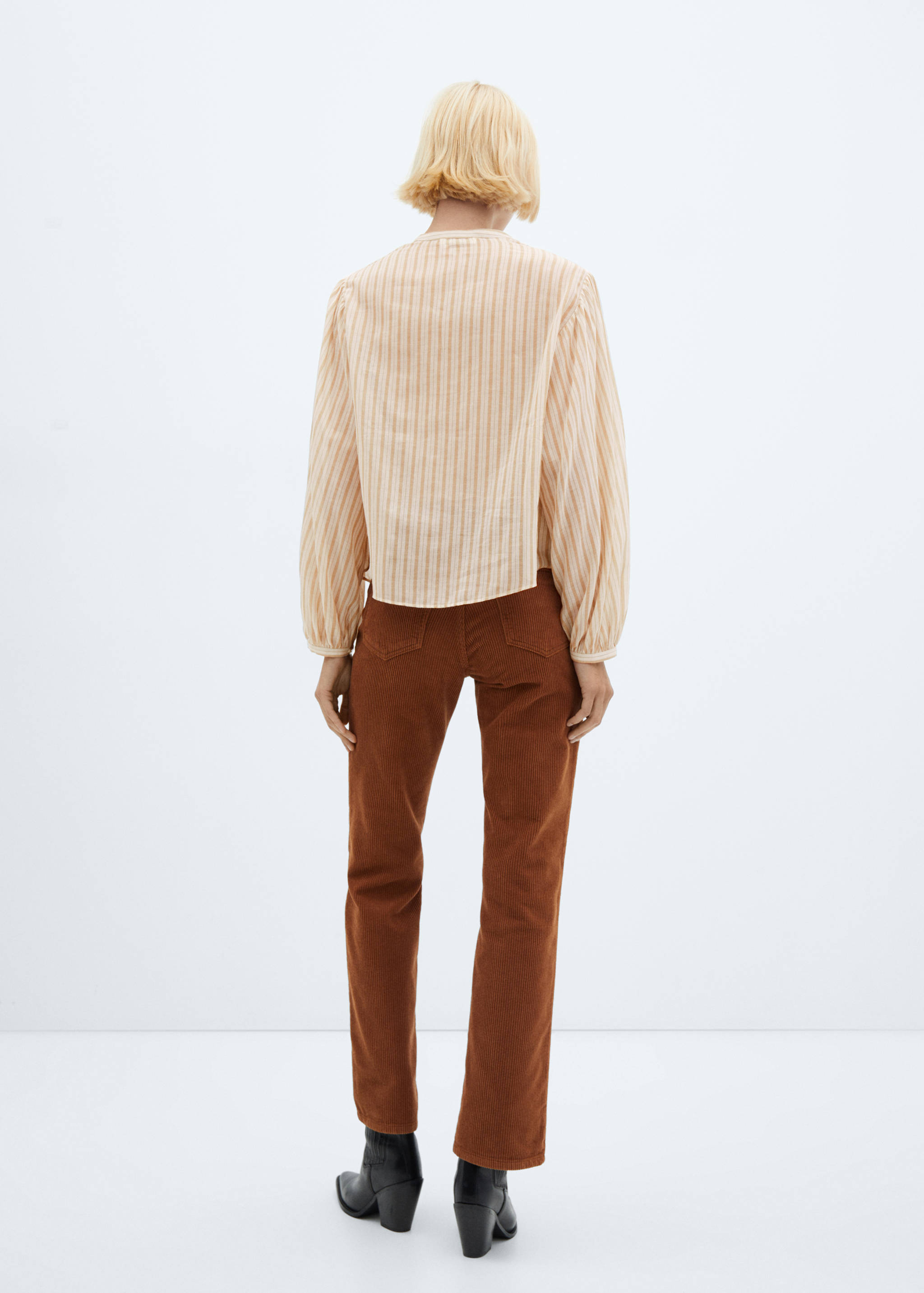 灯笼袖系扣衬衫 - null