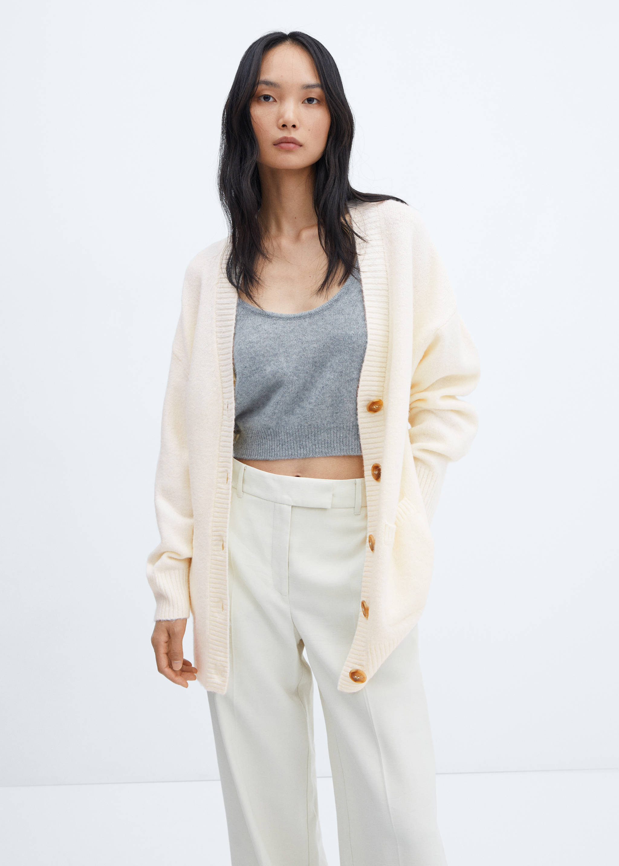 Oversized cardigan with buttons - Medium plane