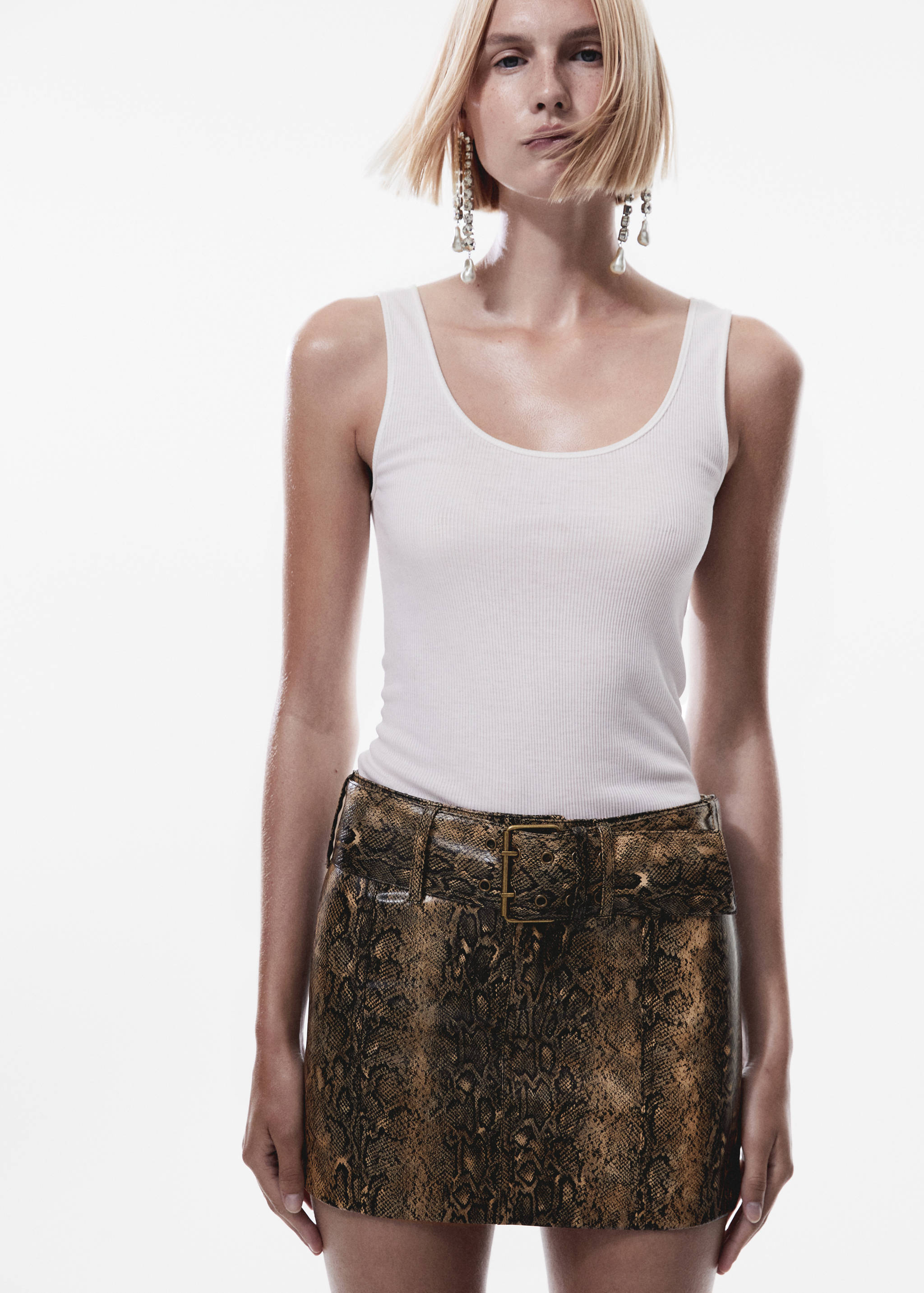 Animal-print mini-skirt with belt - Medium plane