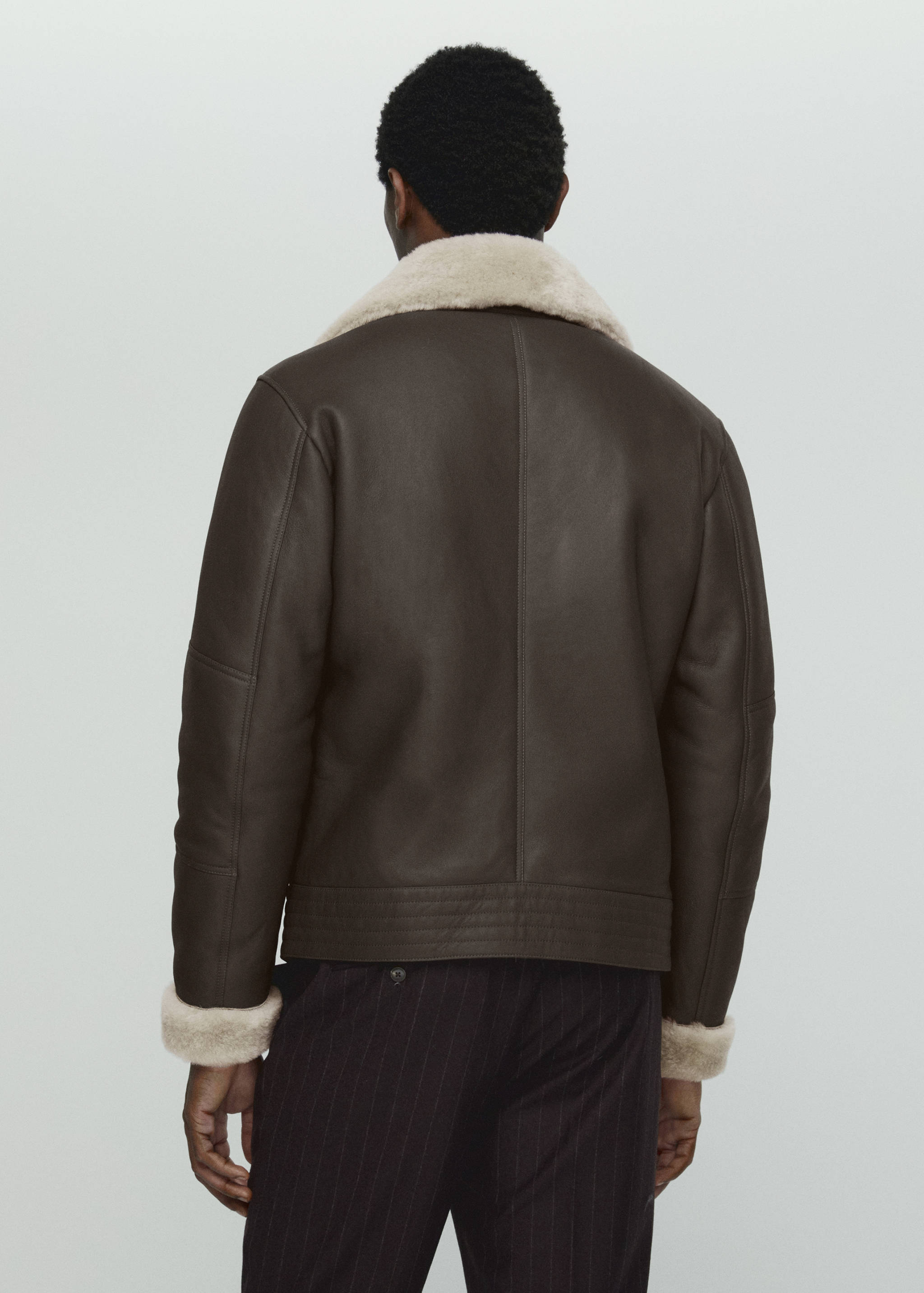 Shearling-lined leather aviator jacket - Reverse of the article