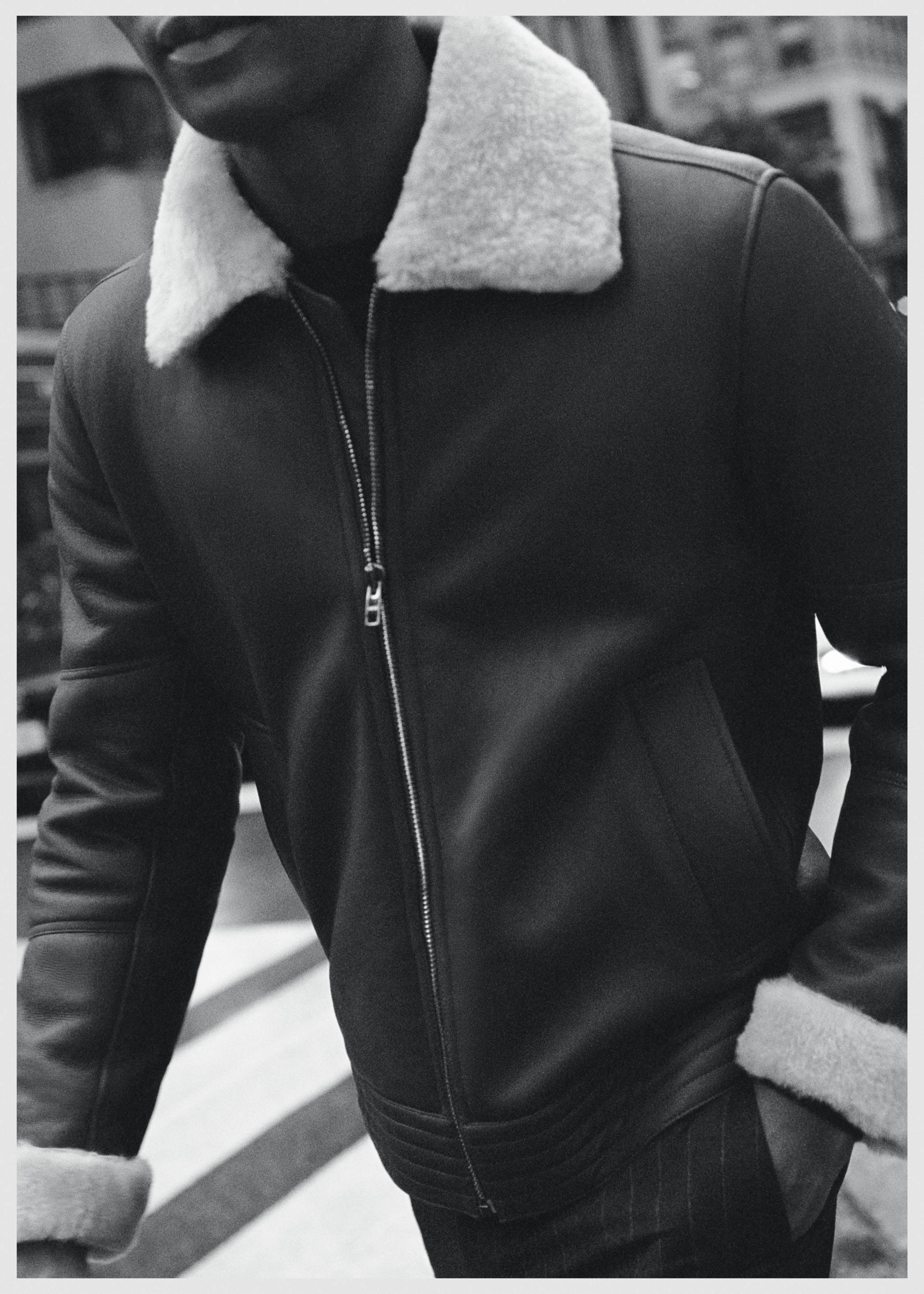 Shearling-lined leather aviator jacket - Details of the article 6