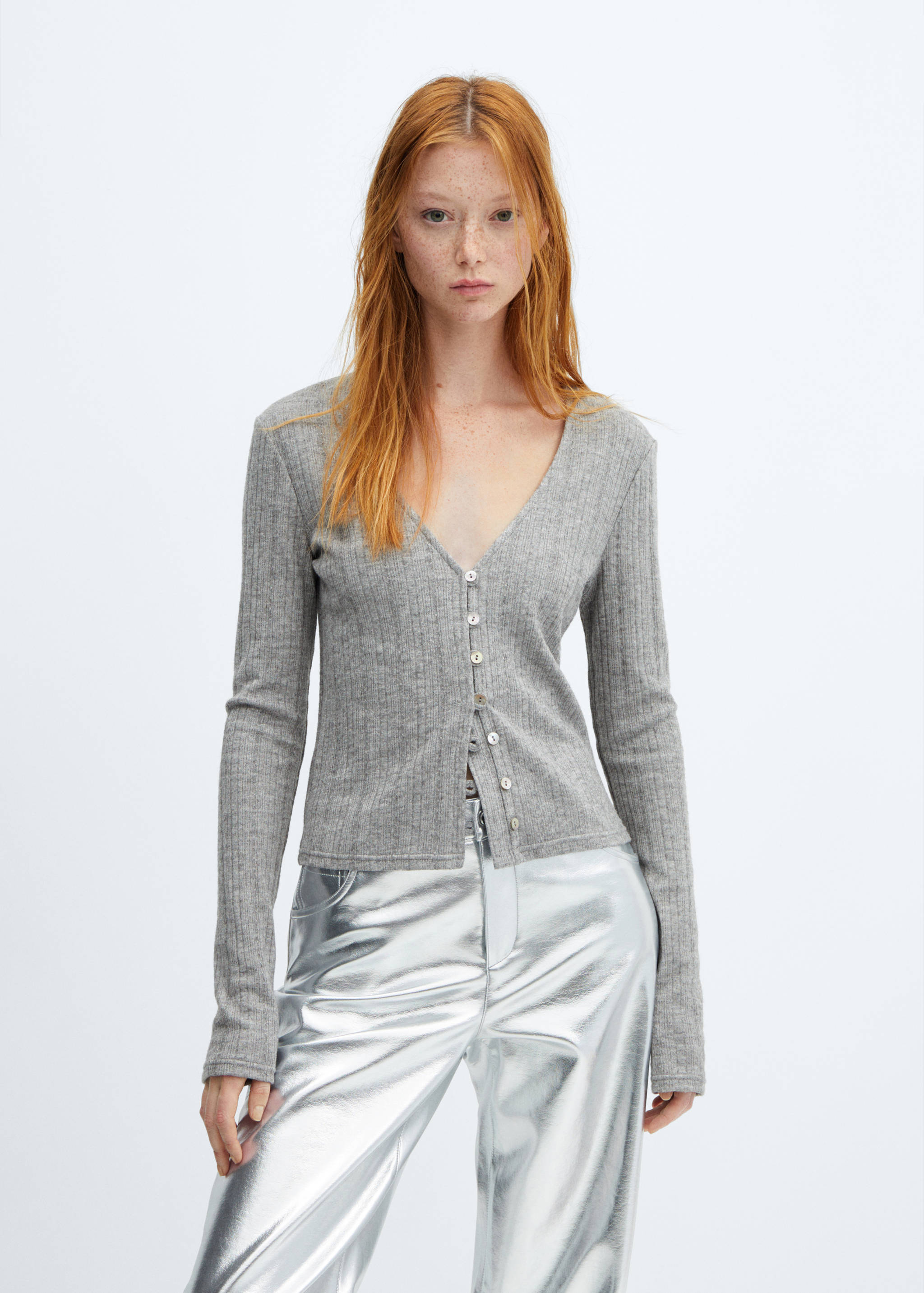 Camiseta punto manga larga - Plano medio