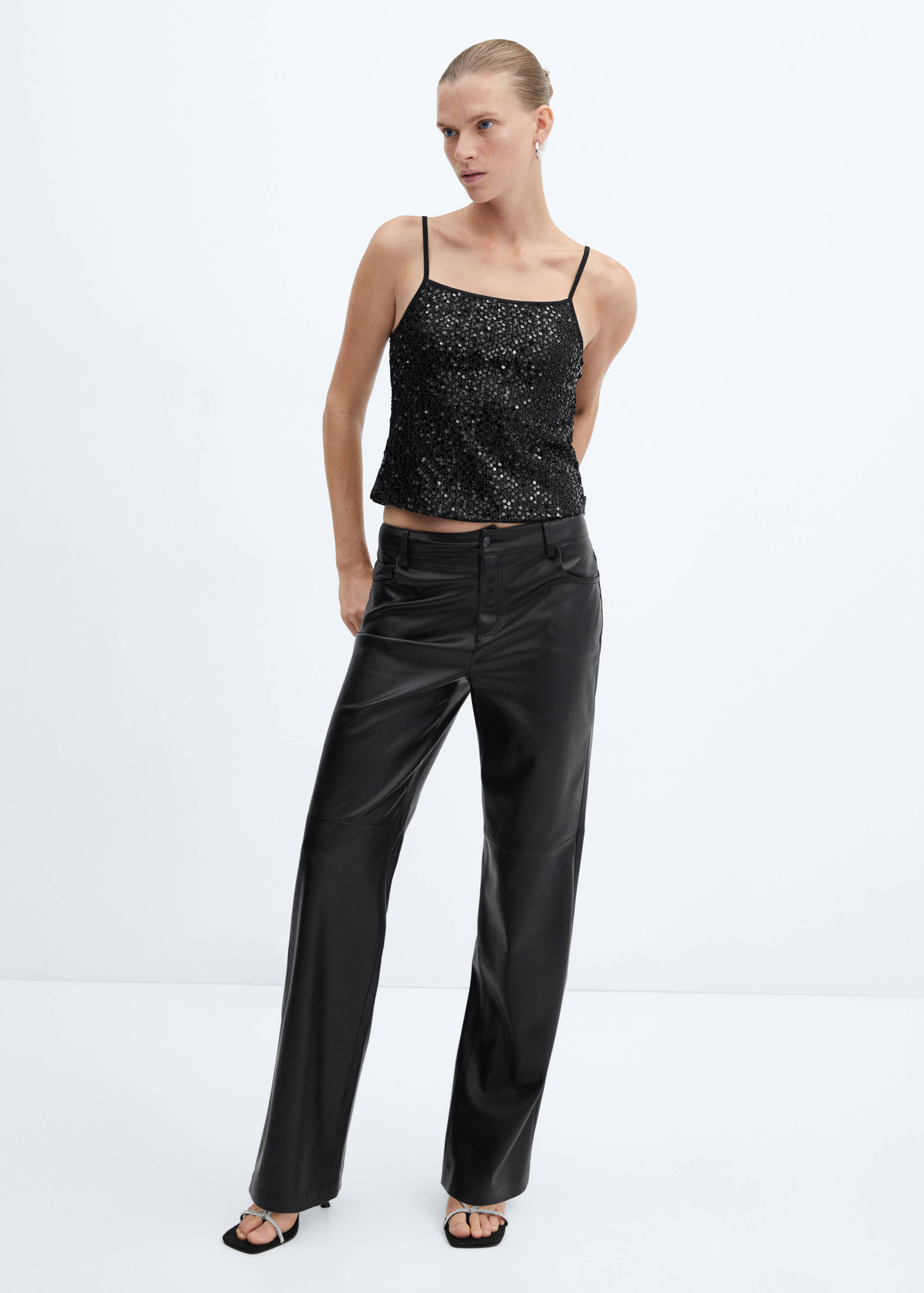 Sequin top with spaghetti strap - General plane