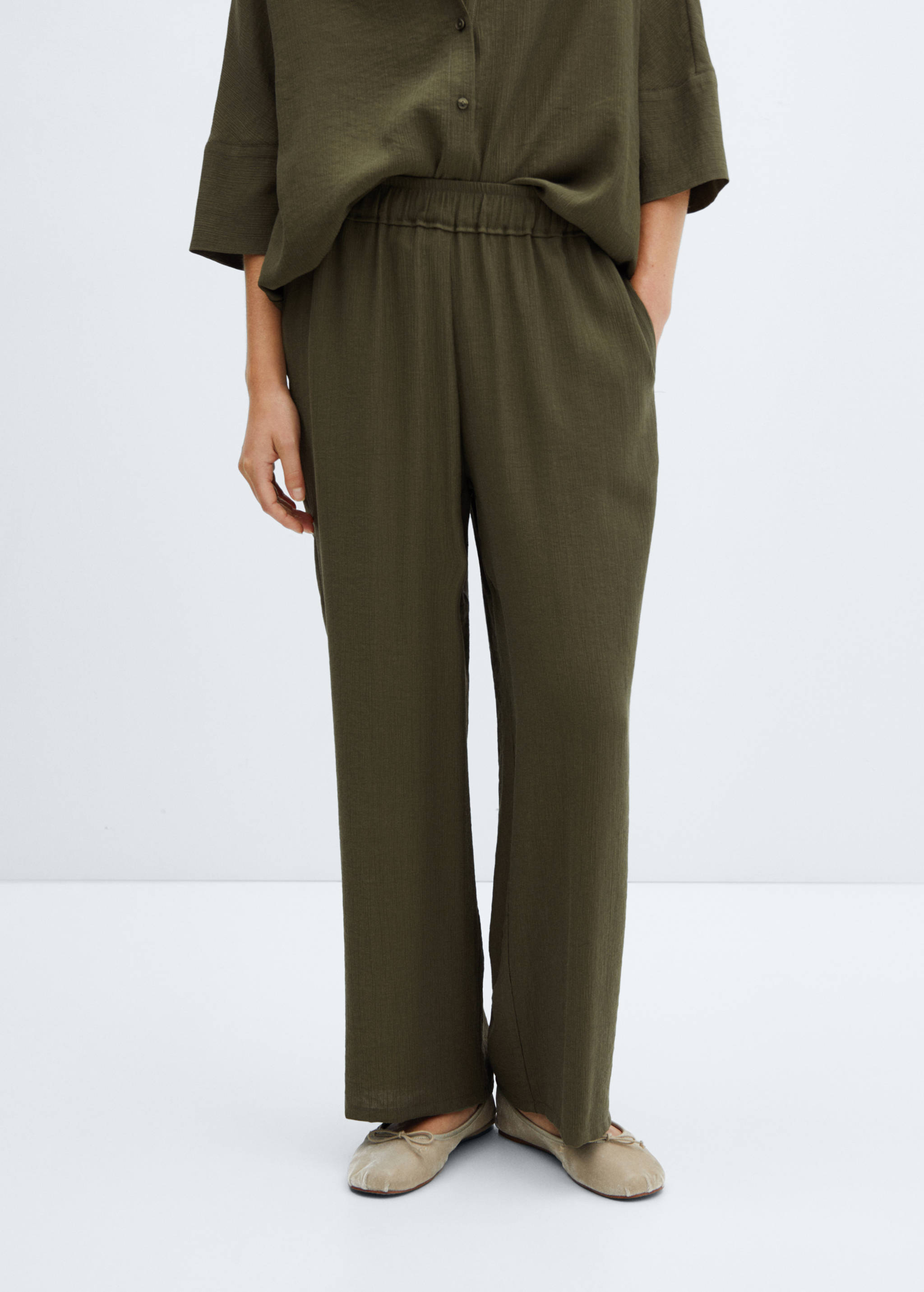 Pantalon fluide taille élastique - Plan moyen