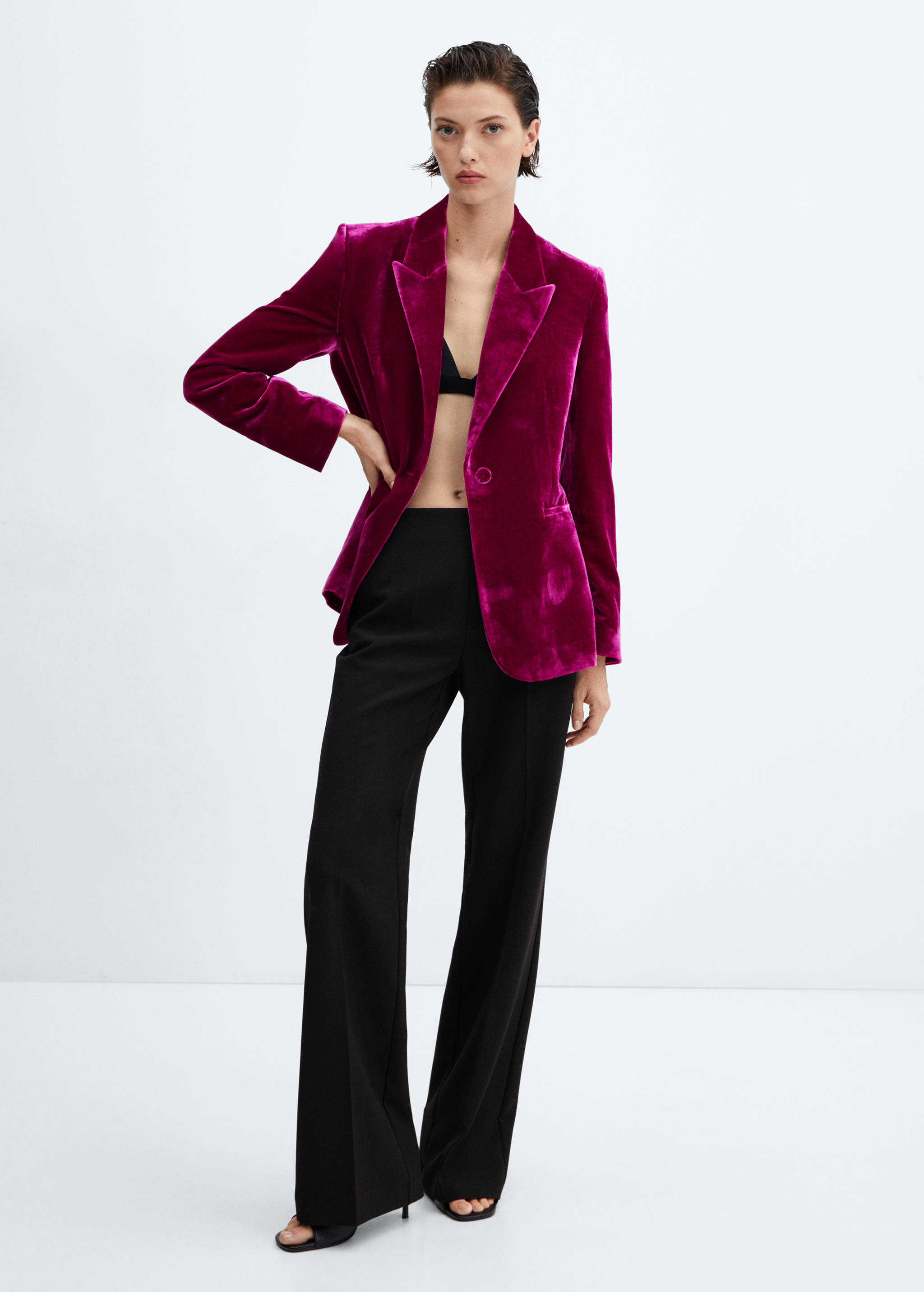 Velvet structured blazer - General plane
