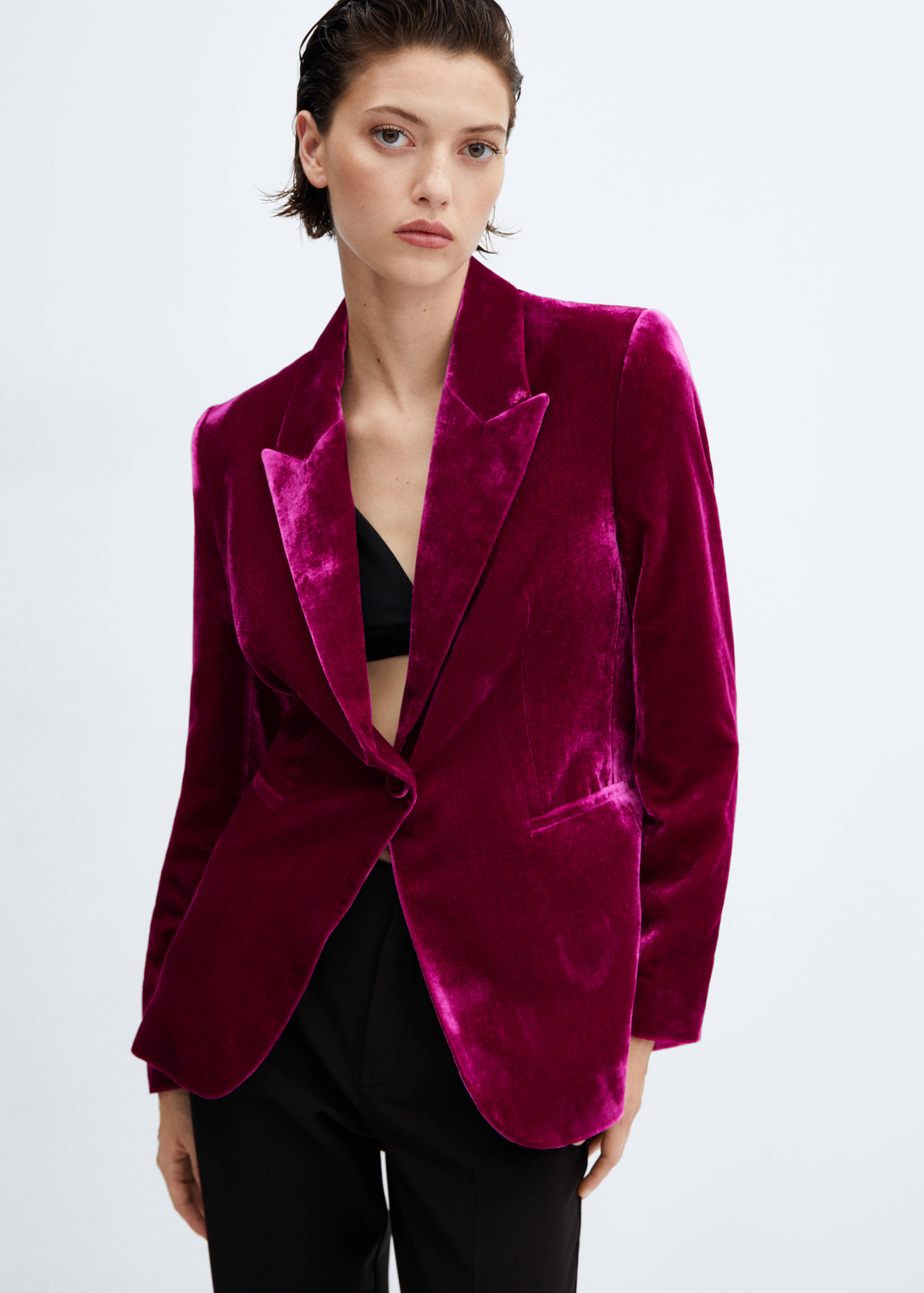 Velvet structured blazer - Medium plane
