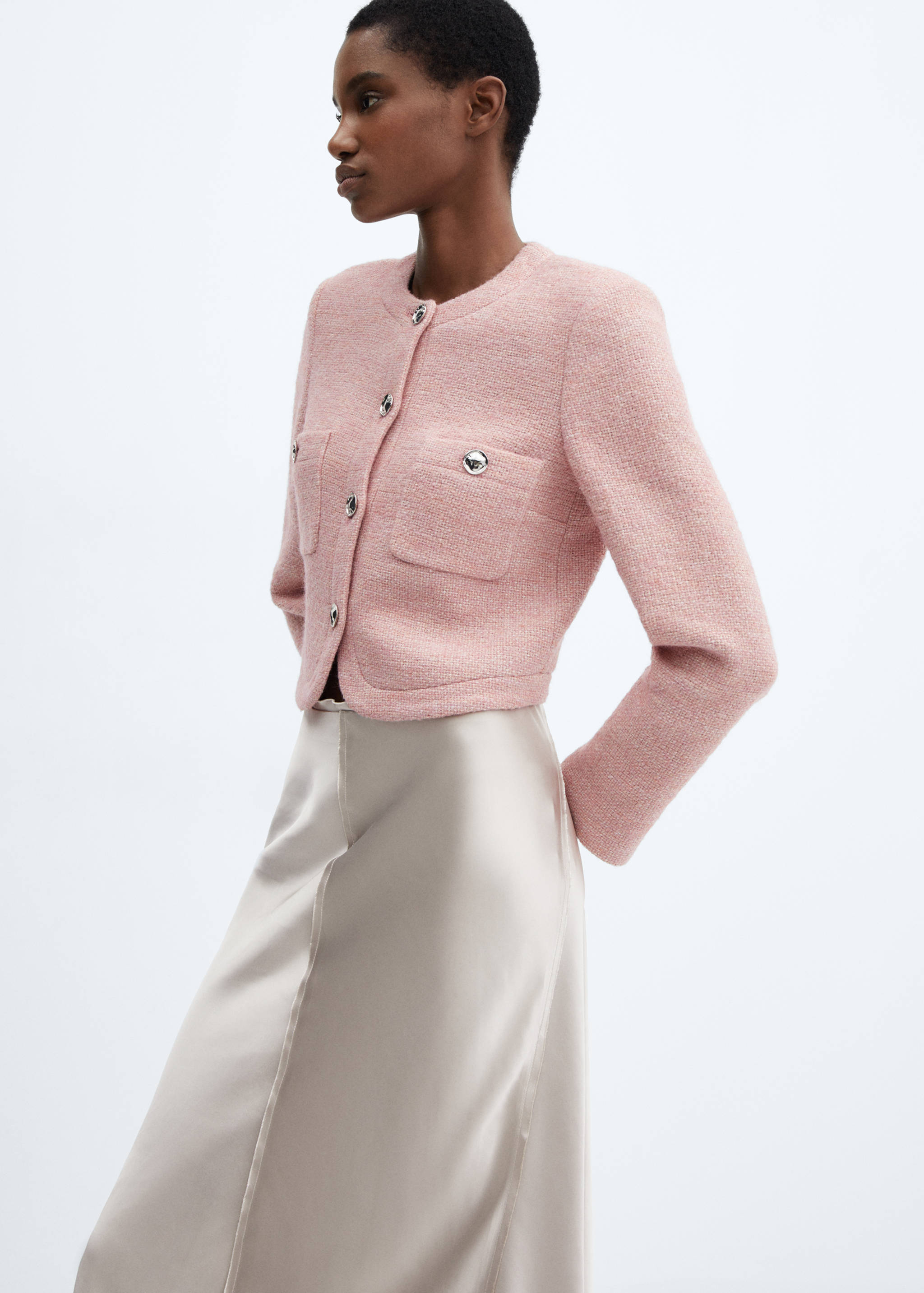 Satin skirt with frayed hem - Medium plane