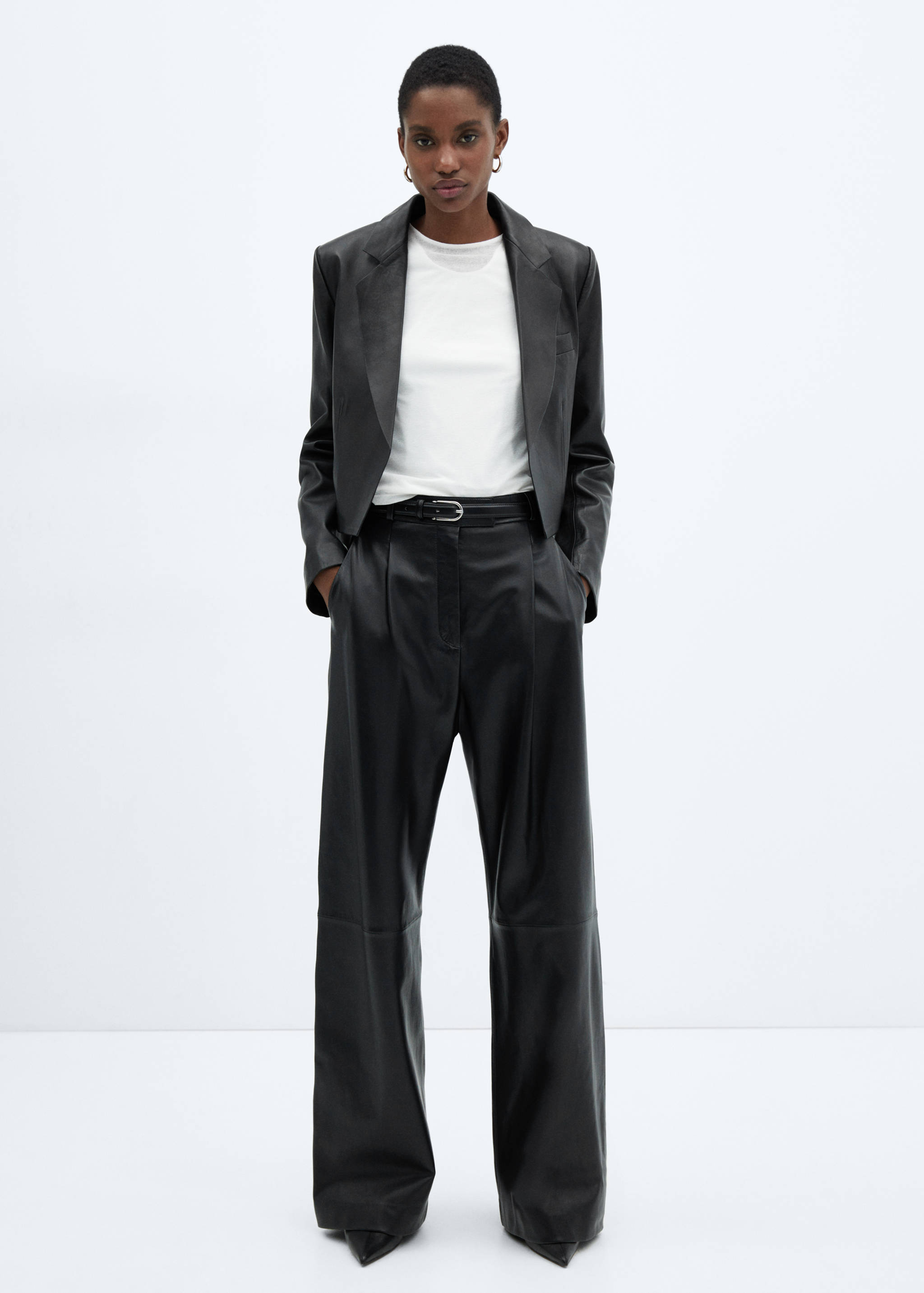 100% leather cropped jacket - General plane