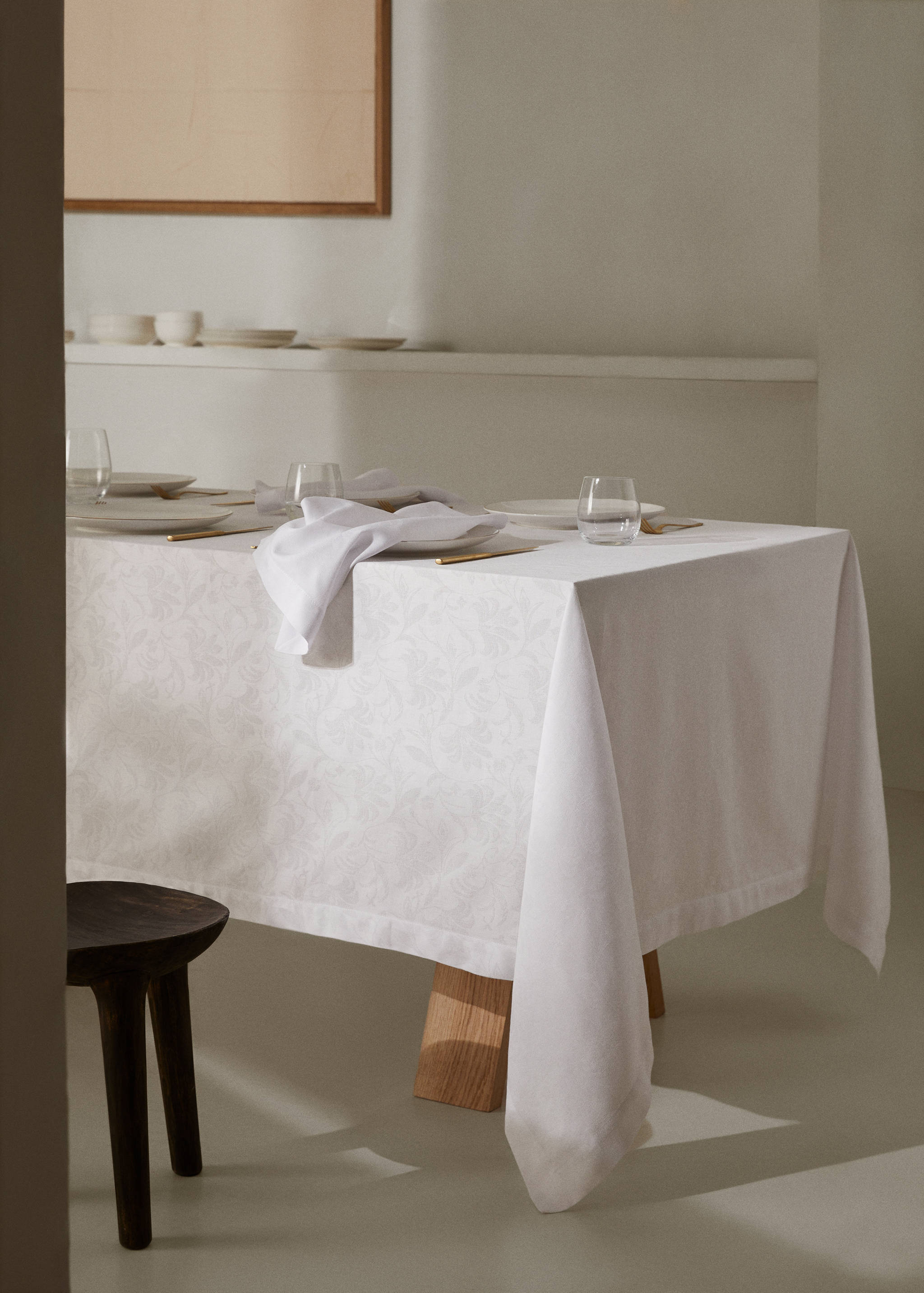 Jacquard-Tischdecke aus Baumwolle mit Blume 170 x 170 cm - Allgemeine Ansicht