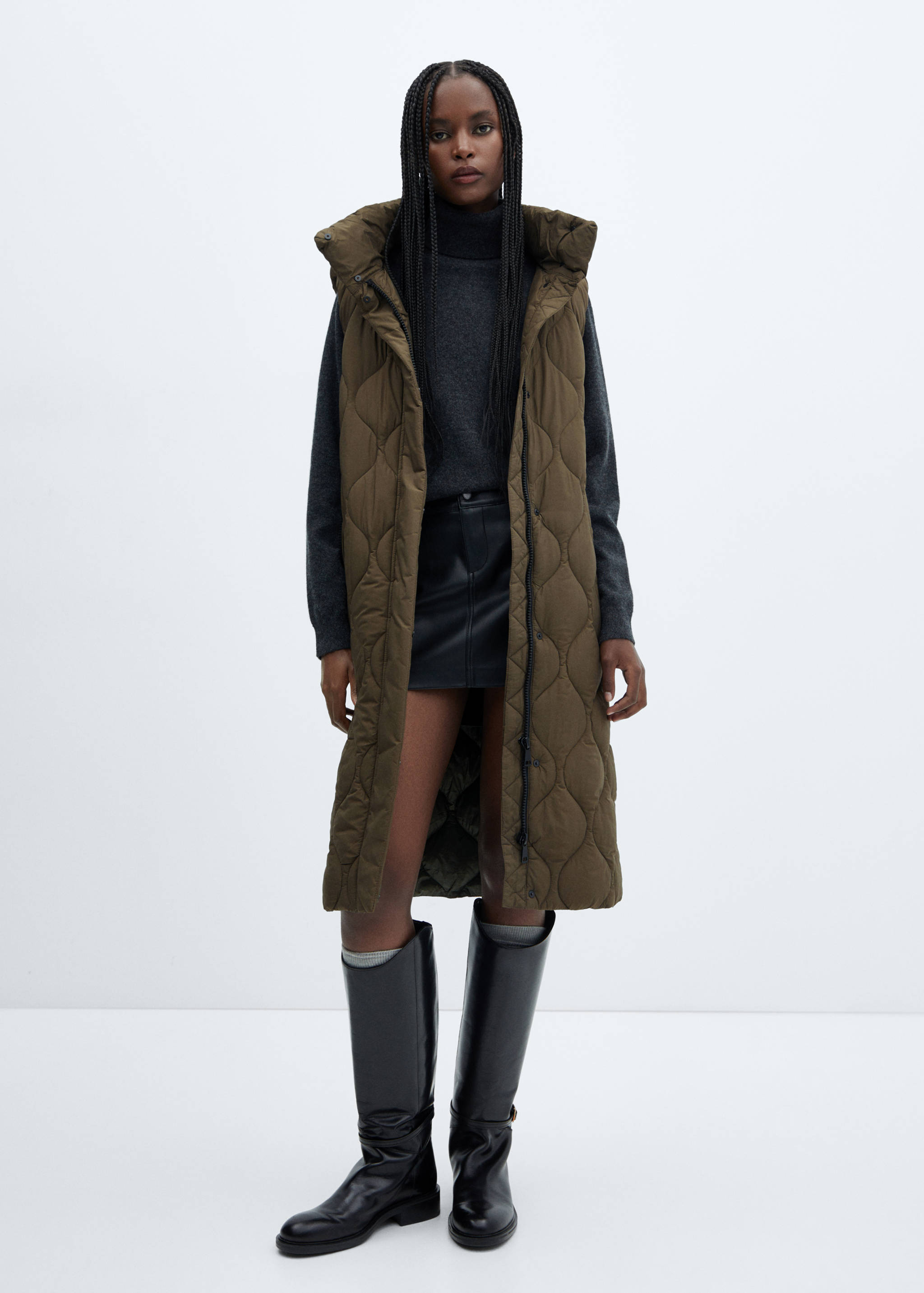 Long puffer vest - General plane