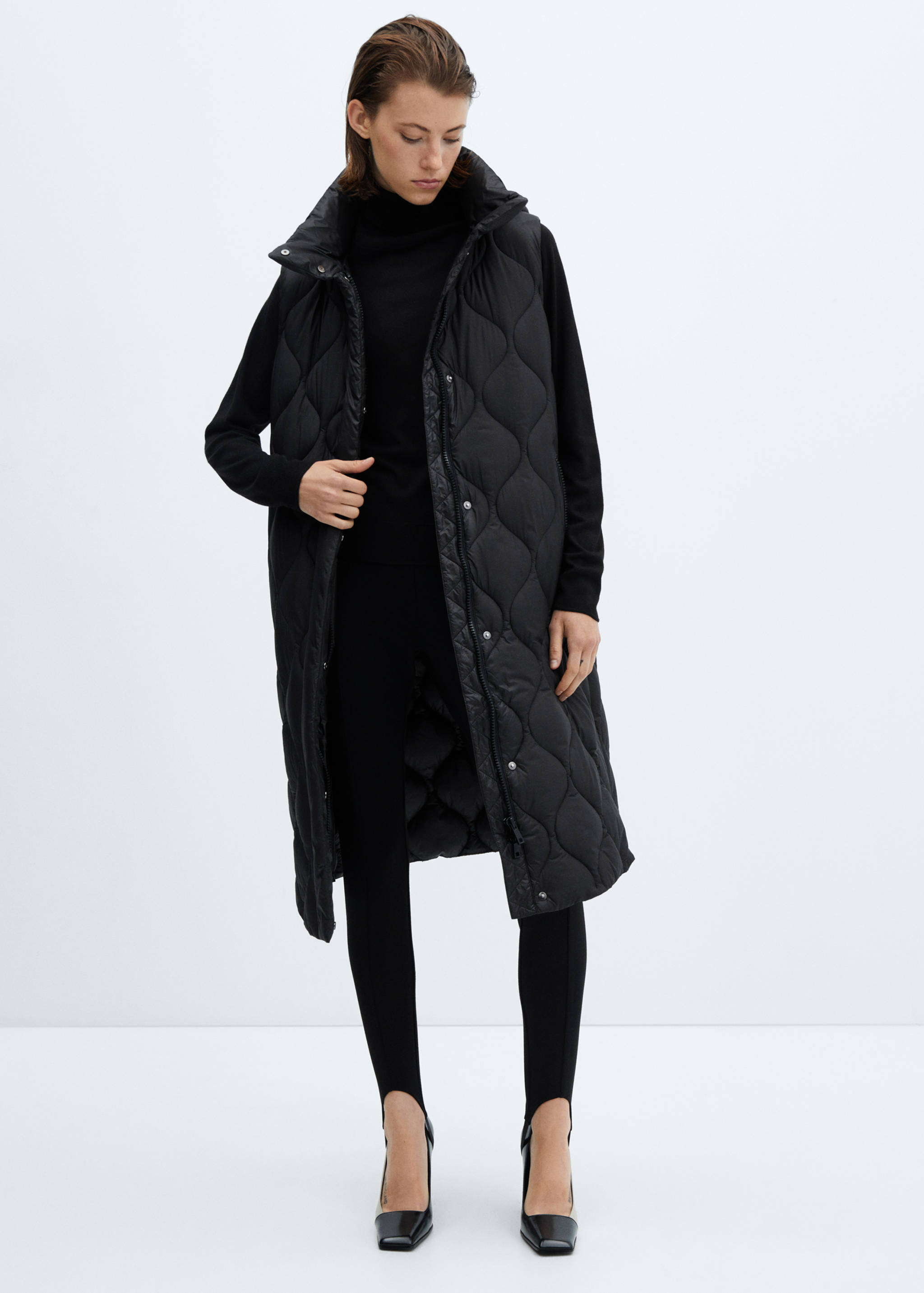 Long puffer vest - General plane