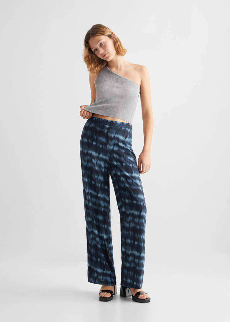 MANGO TEEN - Pantalon fluide imprimé bleu - S - Fille Teen